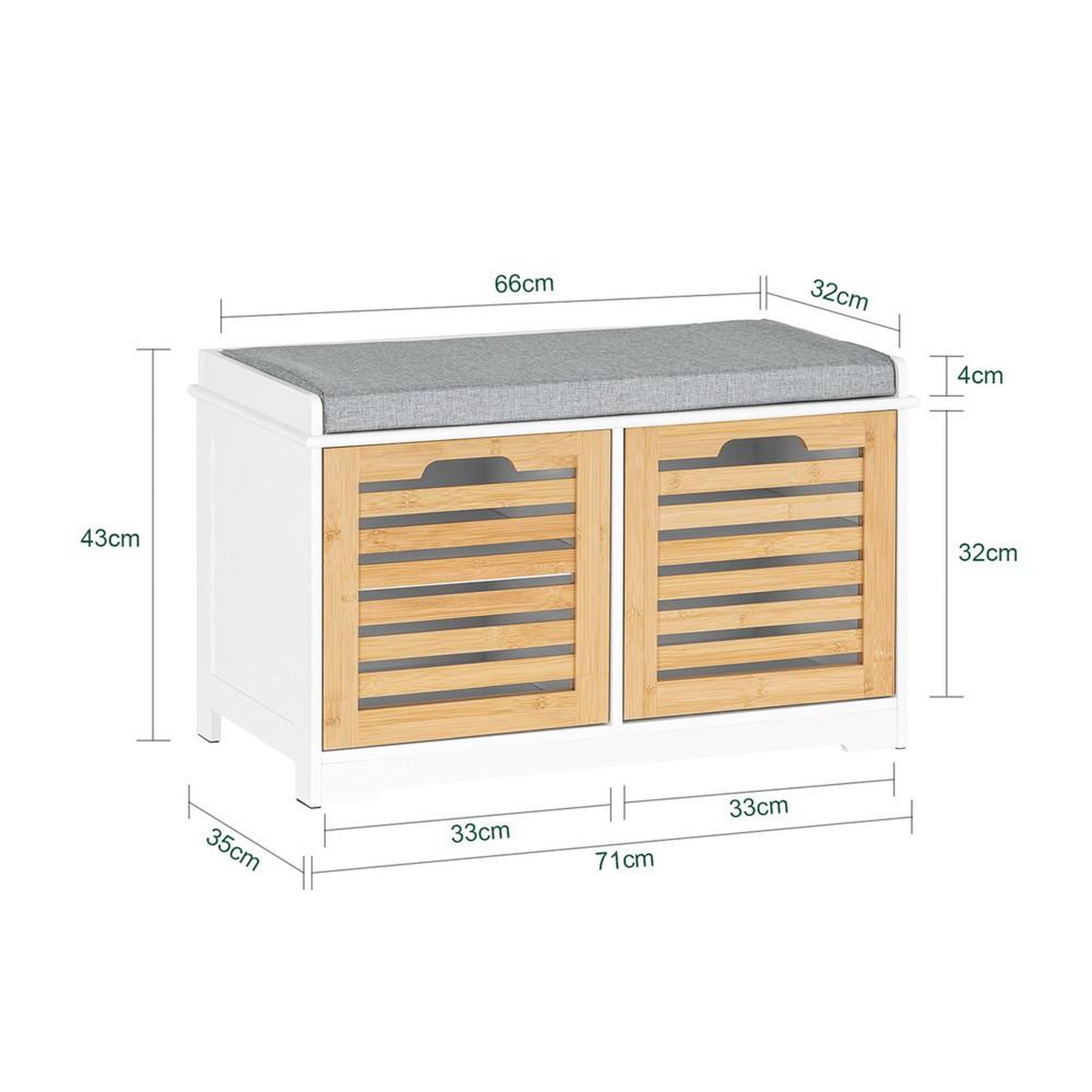 Voir la diapositive 3 : SOBUY SoBuy - Banc de rangement à chaussures avec deux portes - Moderne - FSR23-II