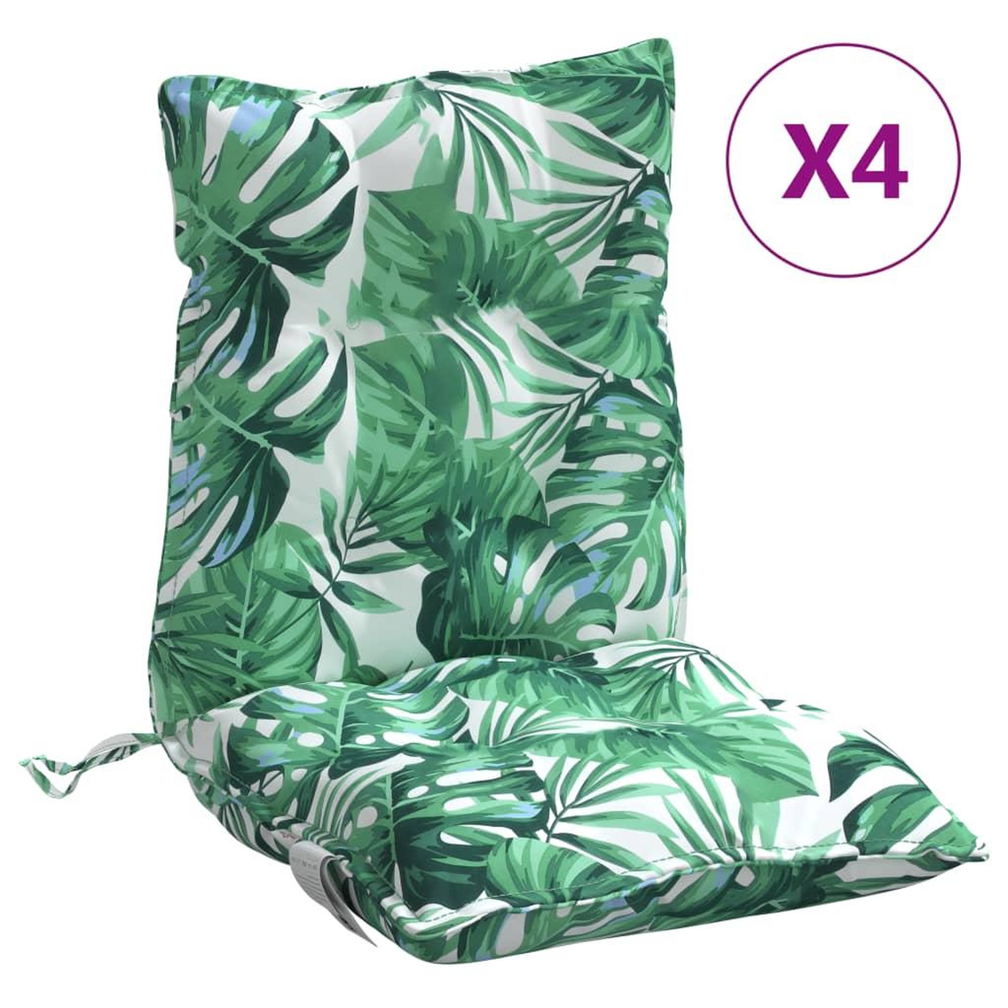 Voir la diapositive 2 : VIDAXL Coussins de chaise a dossier bas lot de 4 modele de feuille