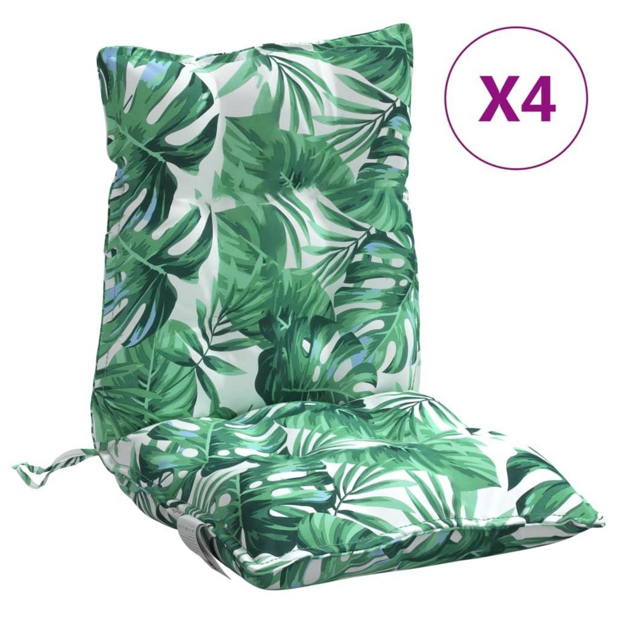 VIDAXL Coussins de chaise a dossier bas lot de 4 modele de feuille