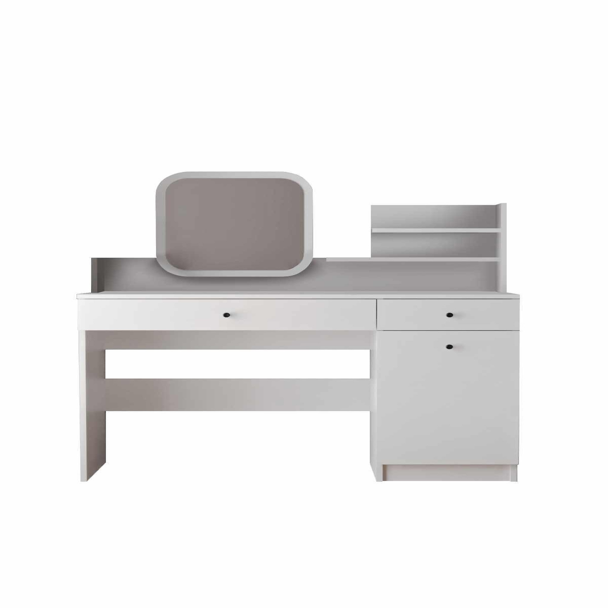 Habitat et Jardin Coiffeuse avec miroir carré en bois  harmony square  - 124 x 40 x 135 cm - blanc