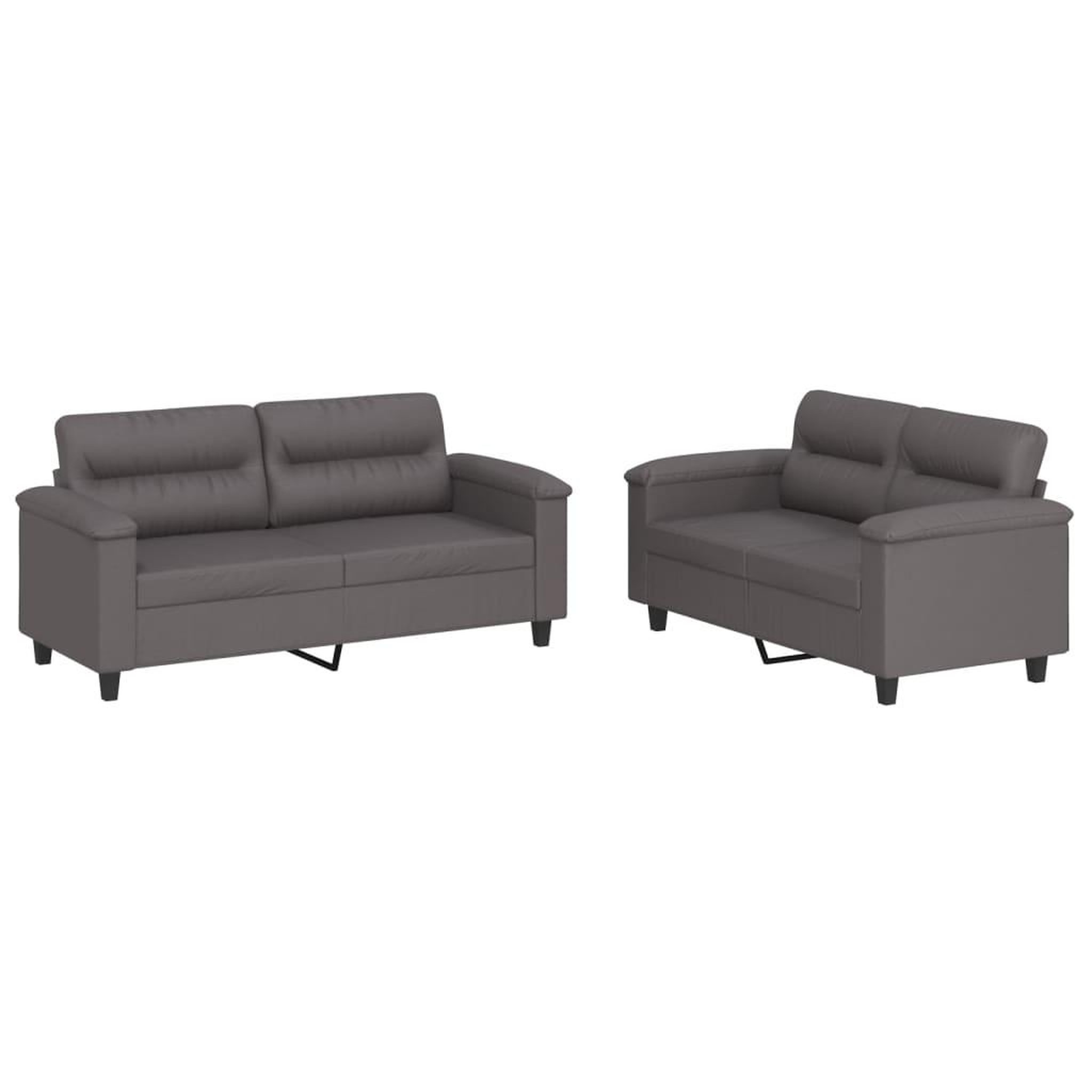 Voir la diapositive 2 : VIDAXL Ensemble de canapes 2 pcs avec coussins Gris Similicuir