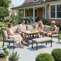 Voir la diapositive 6 : OUTSUNNY Salon de jardin d'angle table à manger 7 personnes 7 pièces