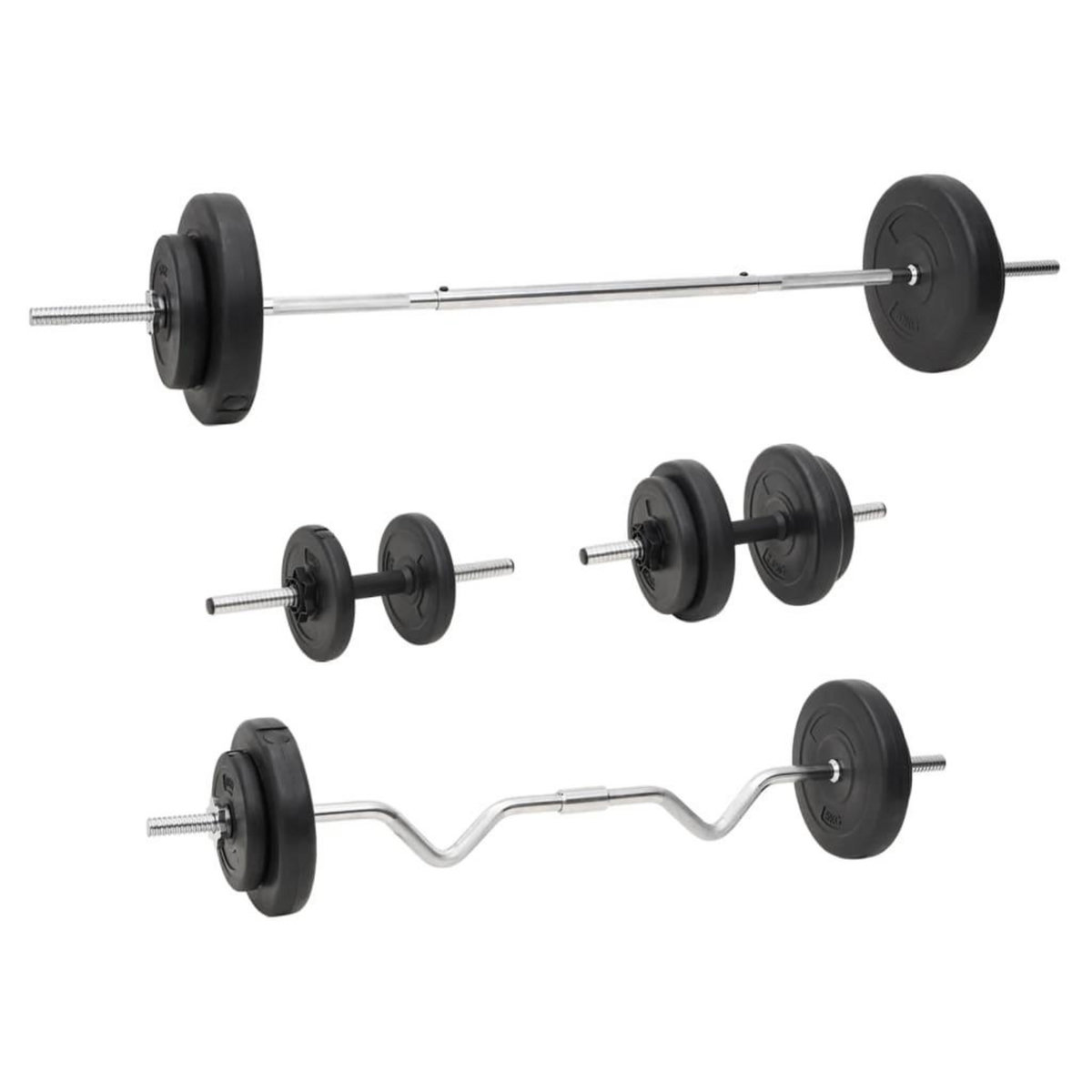 VIDAXL Ensemble d'halteres et de barres avec plaques 60 kg