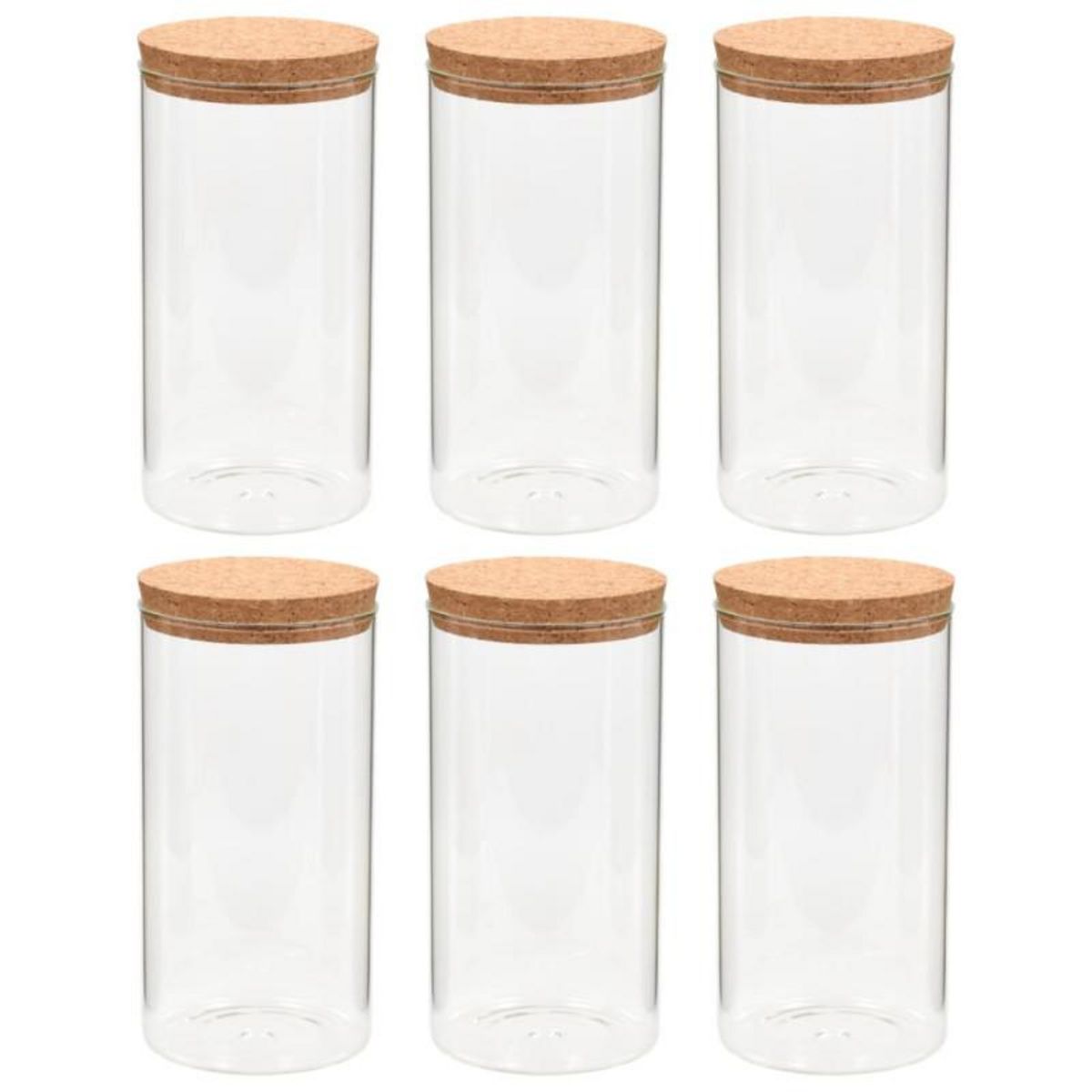 VIDAXL 6pcs Pots de conservation en verre et couvercle en liège 1400ml