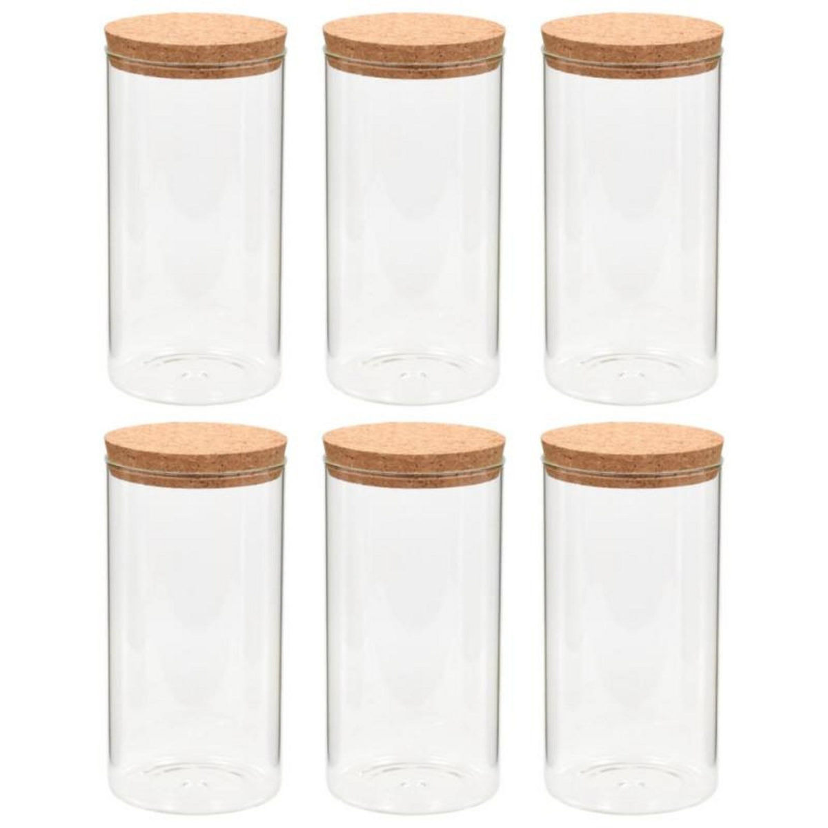 VIDAXL 6pcs Pots de conservation en verre et couvercle en liège 1400ml