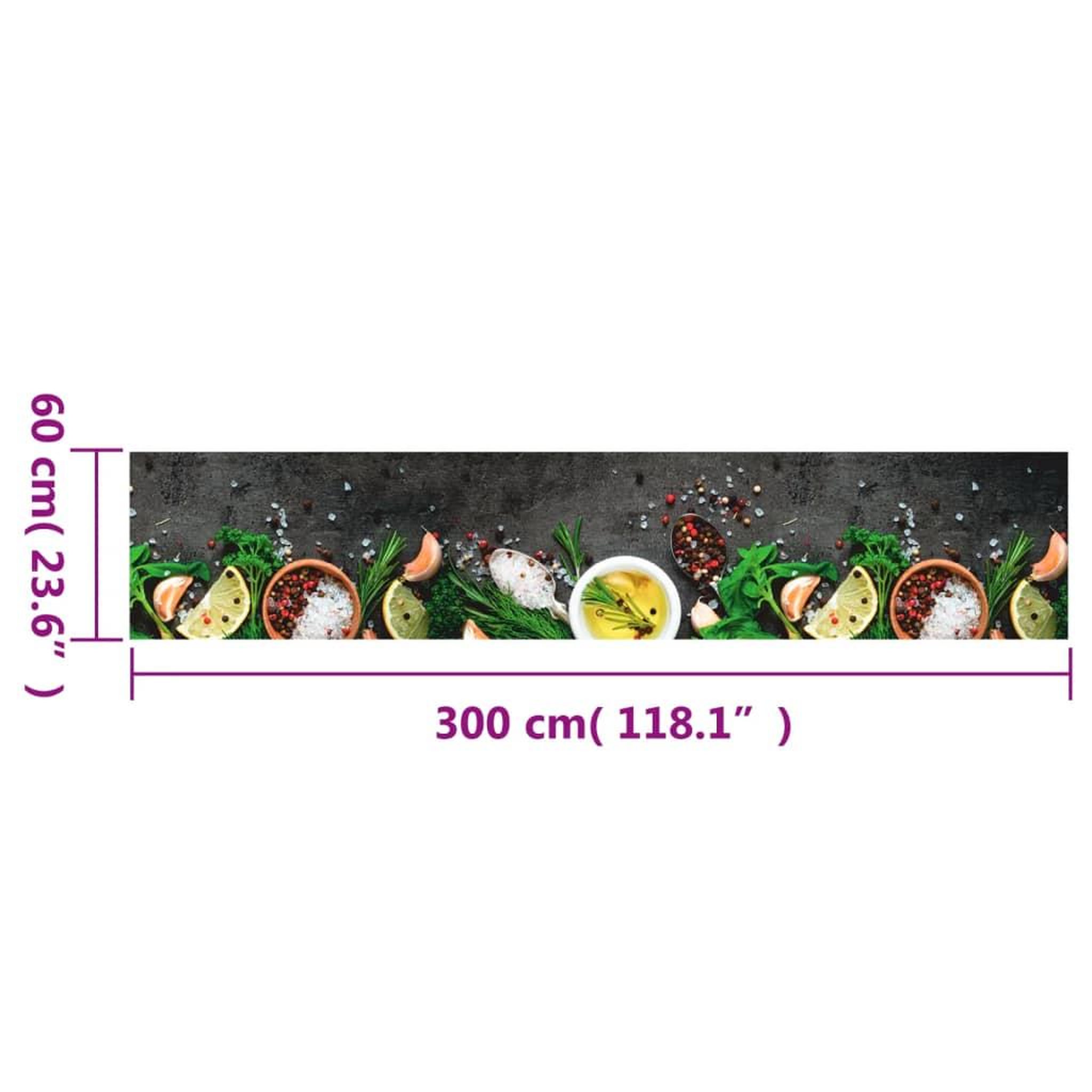 Voir la diapositive 5 : VIDAXL Tapis de cuisine lavable impression d'epices 60x300 cm velours
