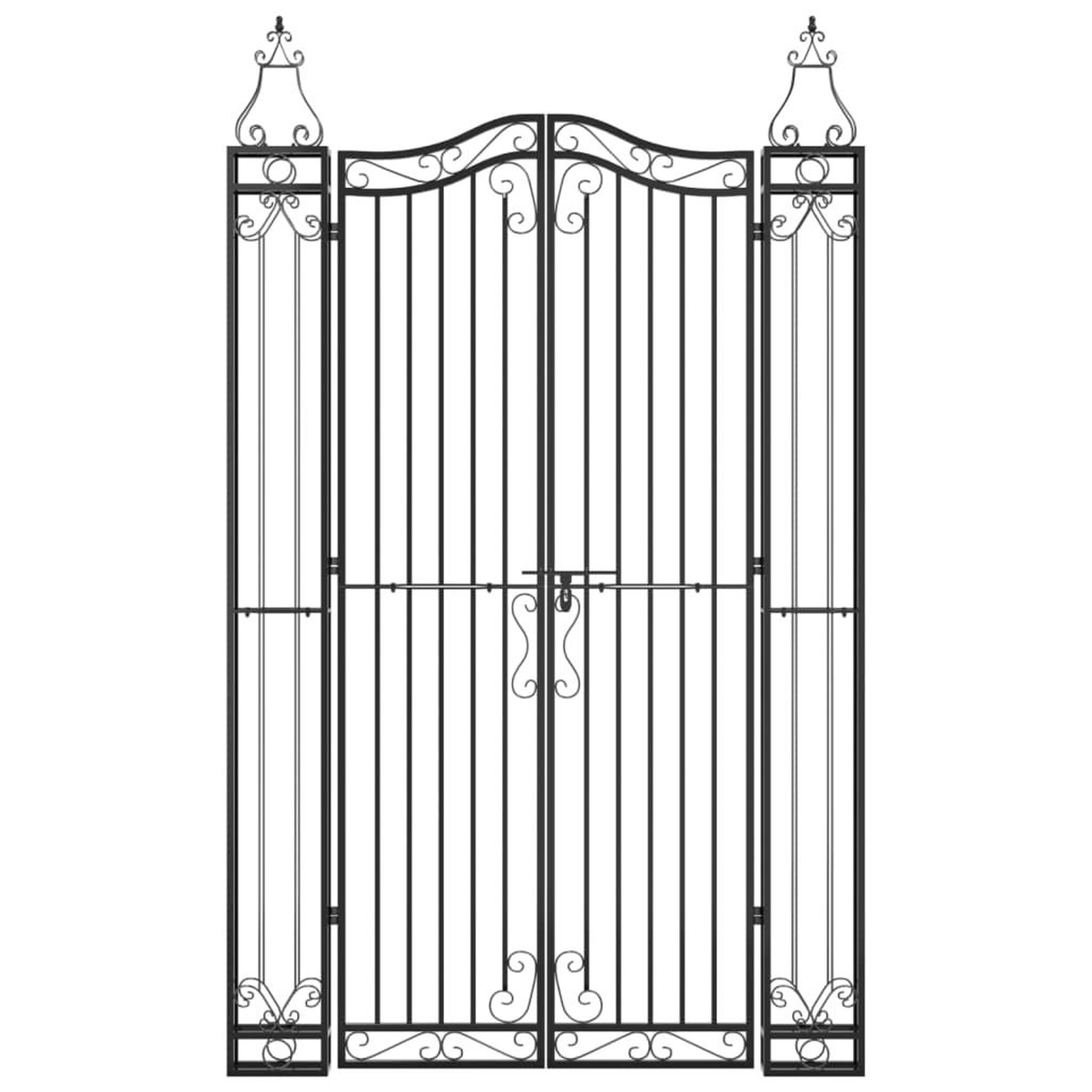 Voir la diapositive 3 : VIDAXL Portail de jardin noir 121x8x200 cm fer forge