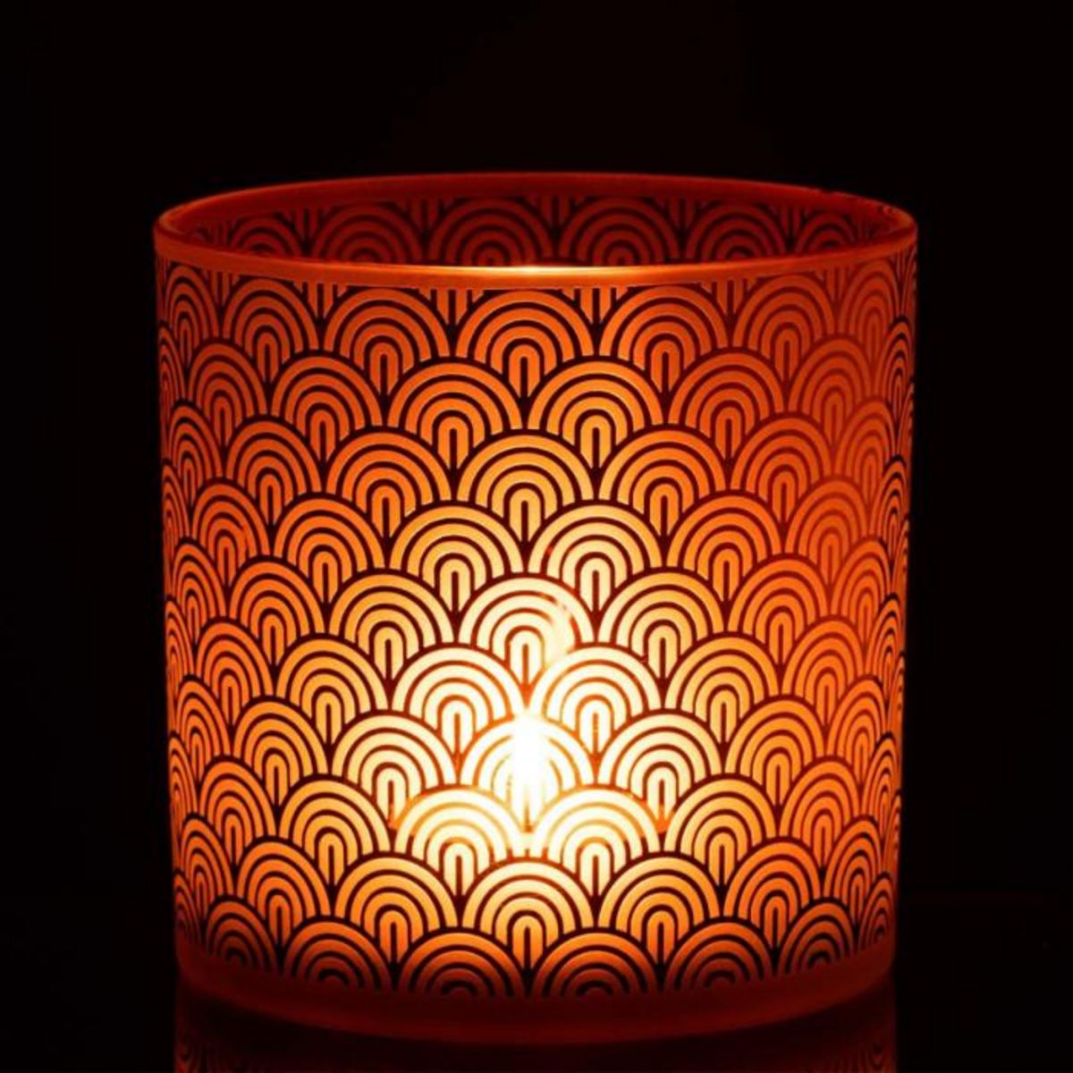 Paris Prix Photophore Déco en Verre  Arc  15cm Orange