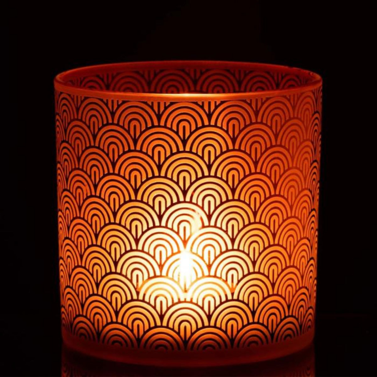 Paris Prix Photophore Déco en Verre  Arc  15cm Orange