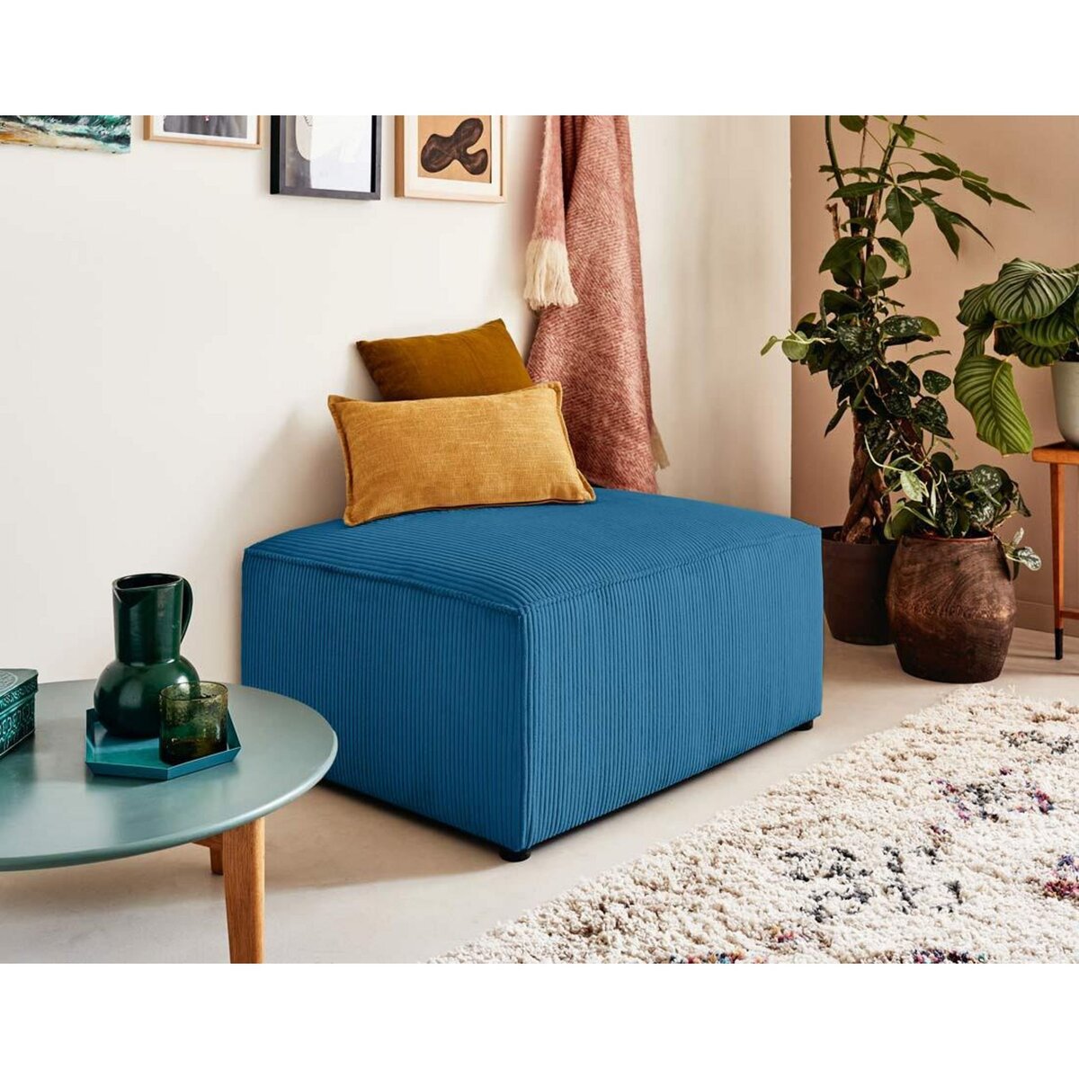 BEST MOBILIER Topaze - pouf - en velours côtelé