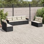 VIDAXL Salon de jardin 8 pcs avec coussins noir resine tressee