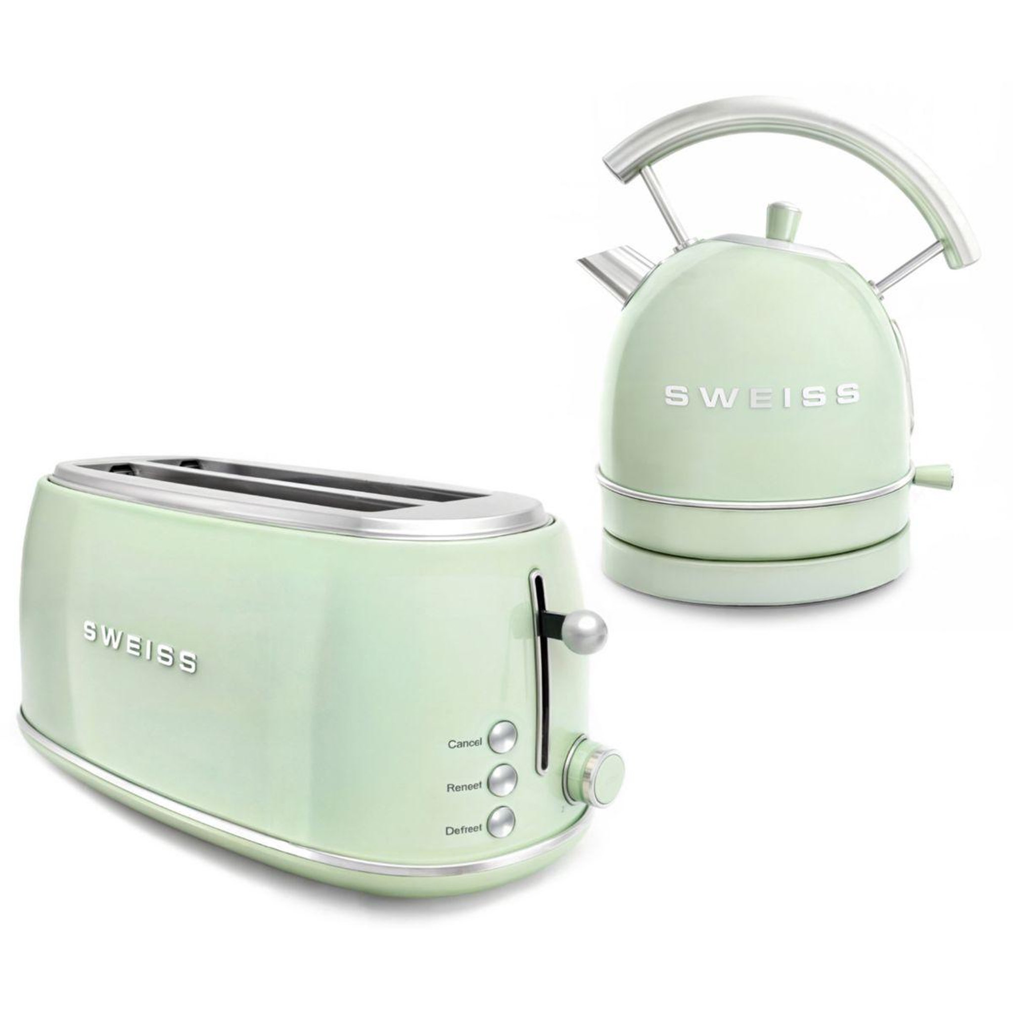 SWEISS Grille-pain + bouilloire vintage vert pack GRVKTL7