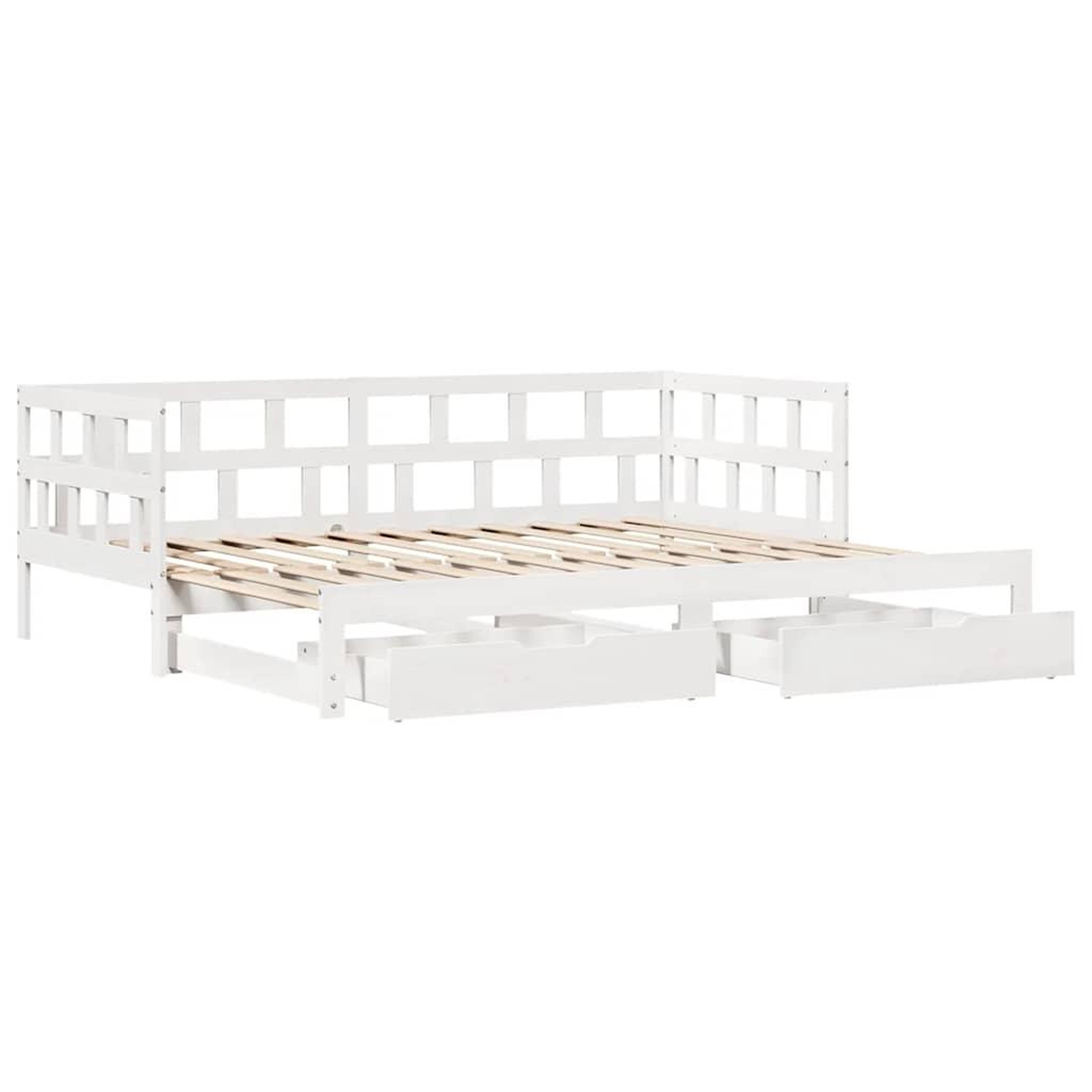 Voir la diapositive 5 : VIDAXL Lit de jour avec gigogne et tiroirs sans matelas blanc 90x190cm