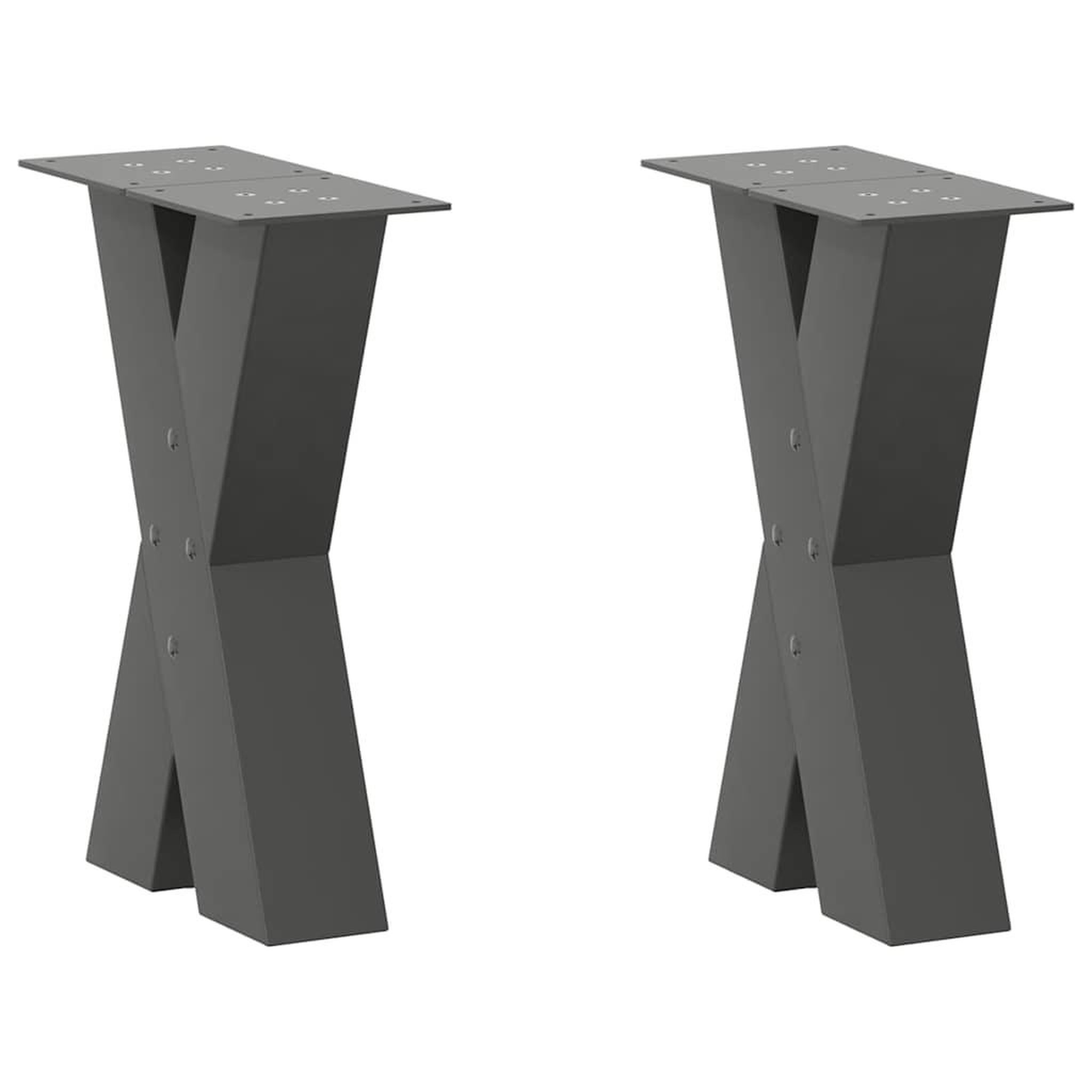 VIDAXL Pieds de table basse forme de X 2 pcs anthracite 38x(42-43) cm