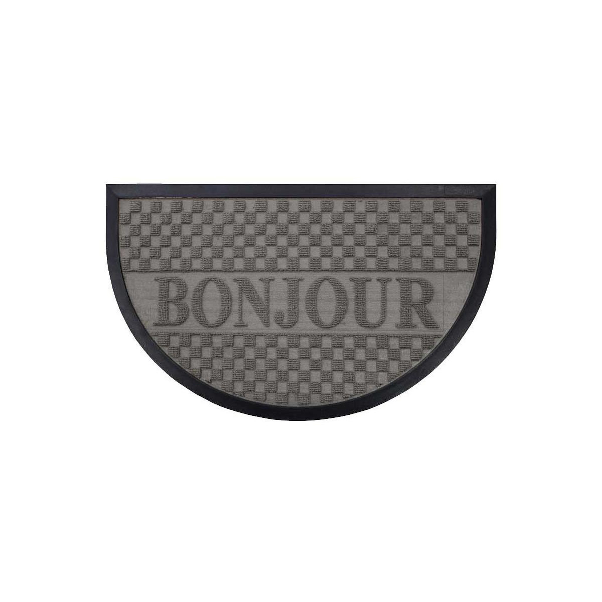 Douceur d'Intérieur Tapis d'Entrée Demi-Lune  Bonjour  45x75 cm Gris