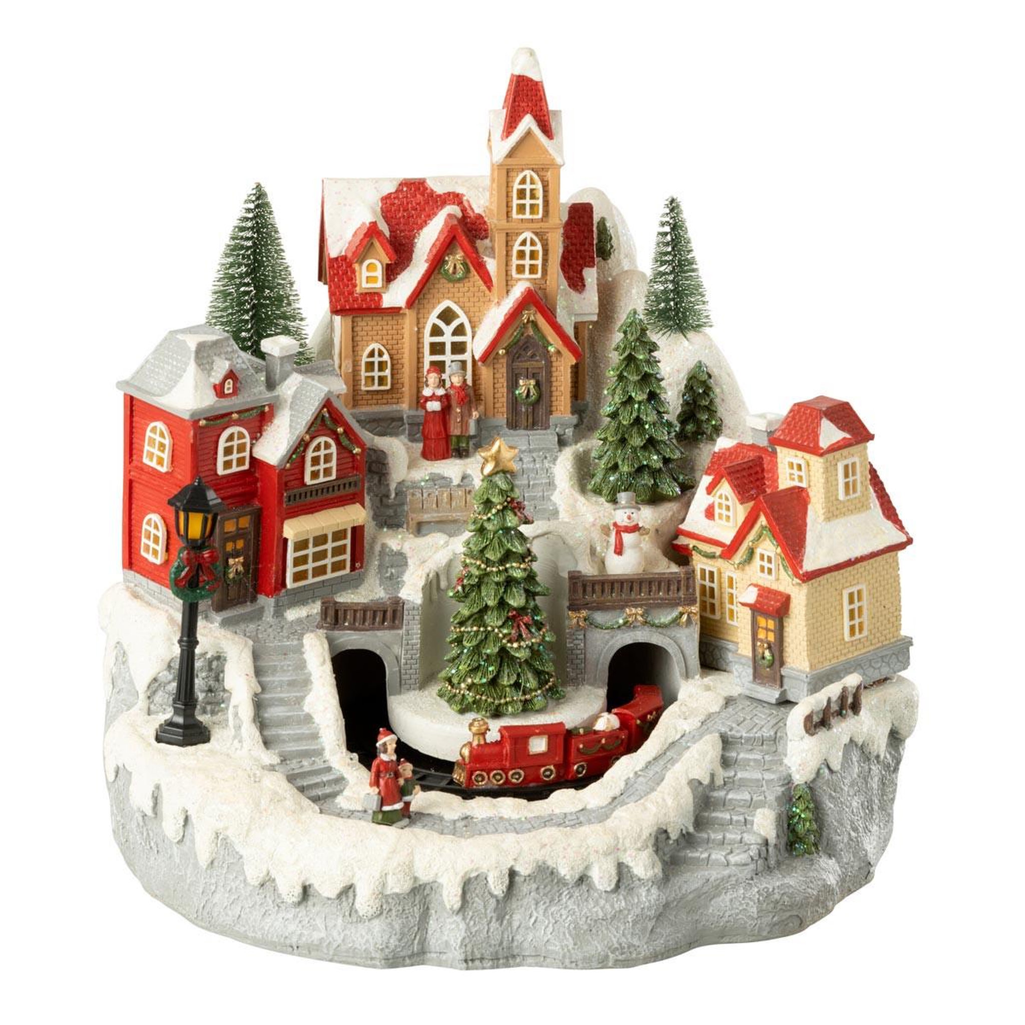 Voir la diapositive 2 : J-LINE Village de noël  train  28cm multicolore