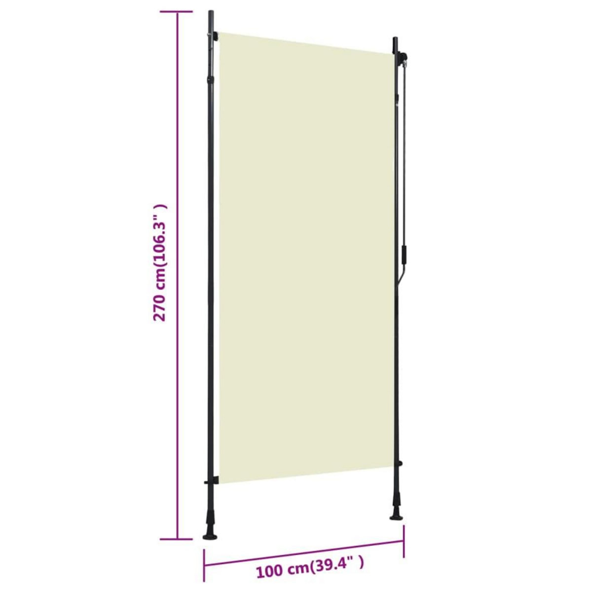VIDAXL Store roulant d'exterieur 100 x 270 cm Creme