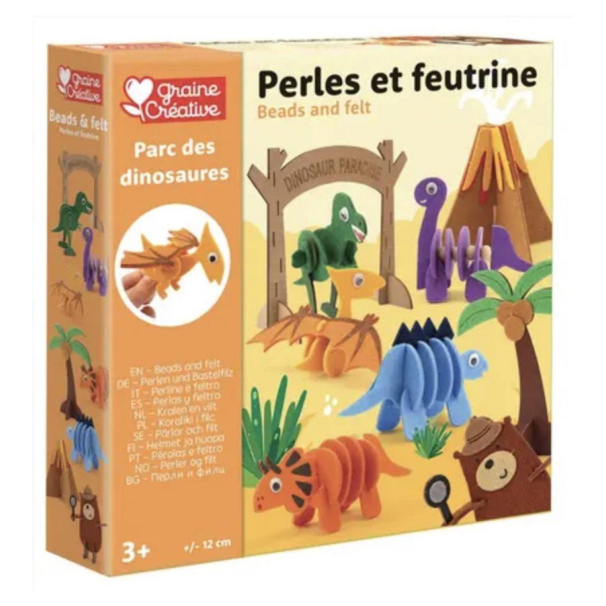 GRAINE CRÉATIVE Kit parc des dinosaures en bois - perles et feutrine
