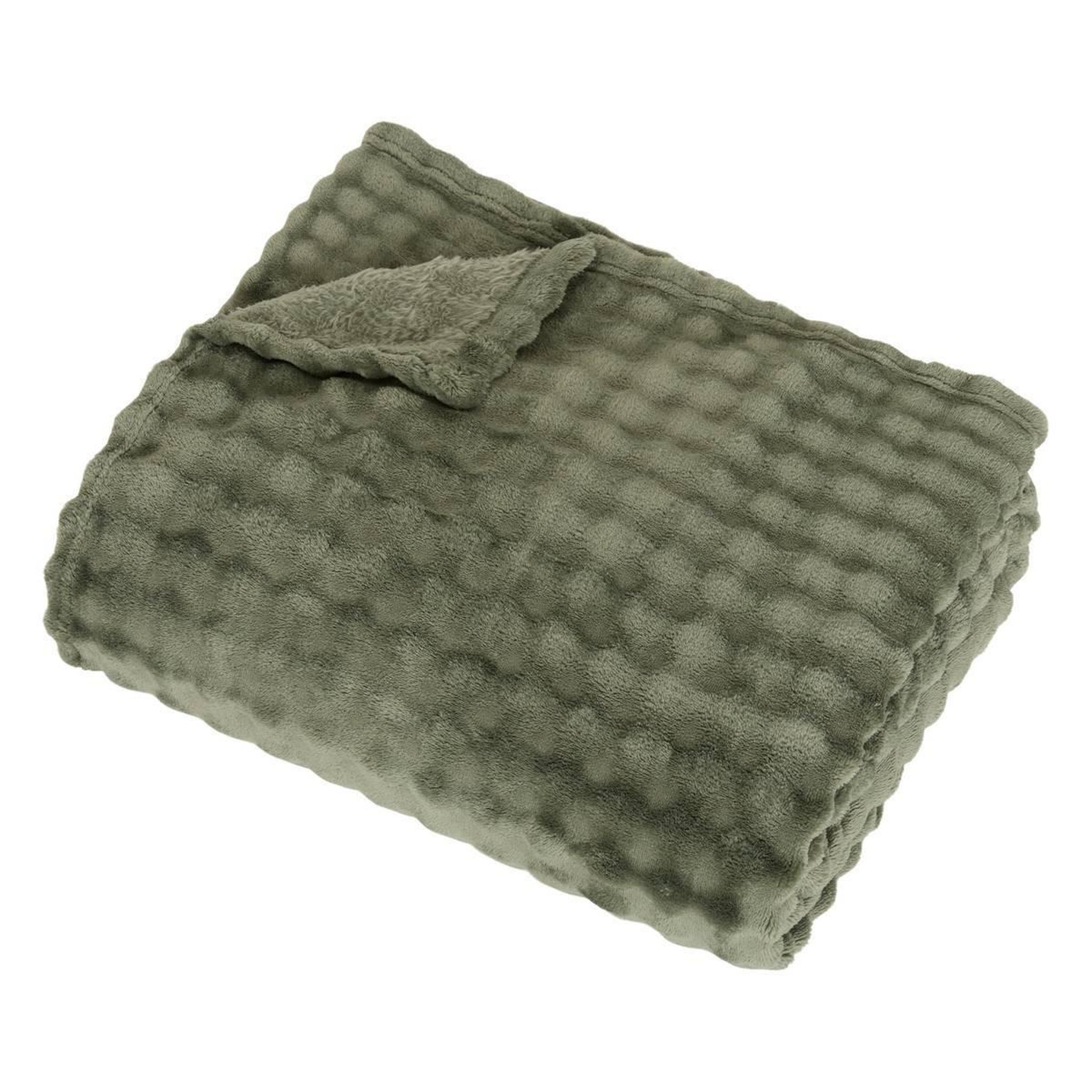 ATMOSPHERA Plaid ondulé uni  zephy  180x230cm kaki
