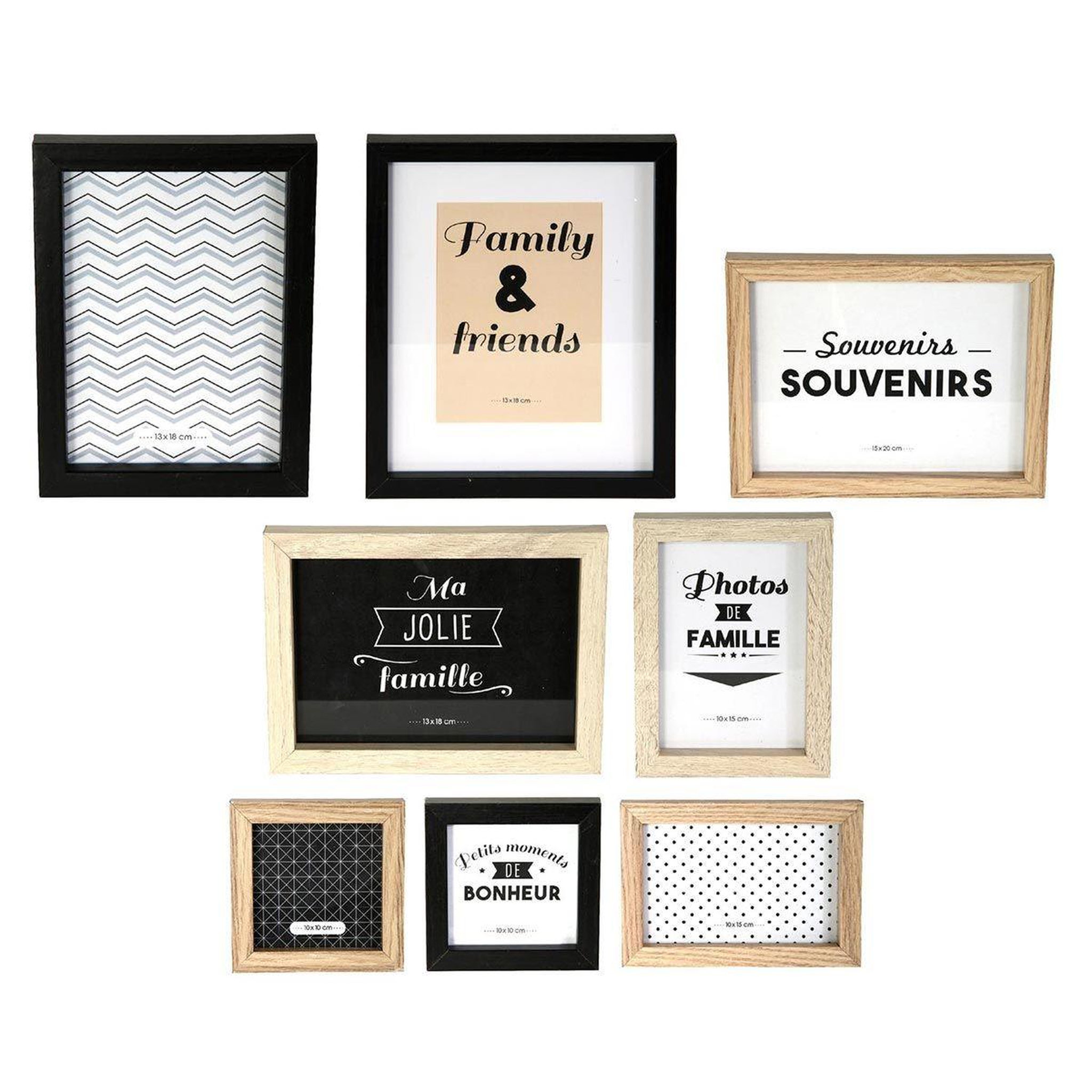 The Home Deco Factory Lot de 8 Cadres Photo  Ludique  27cm Noir & Blanc