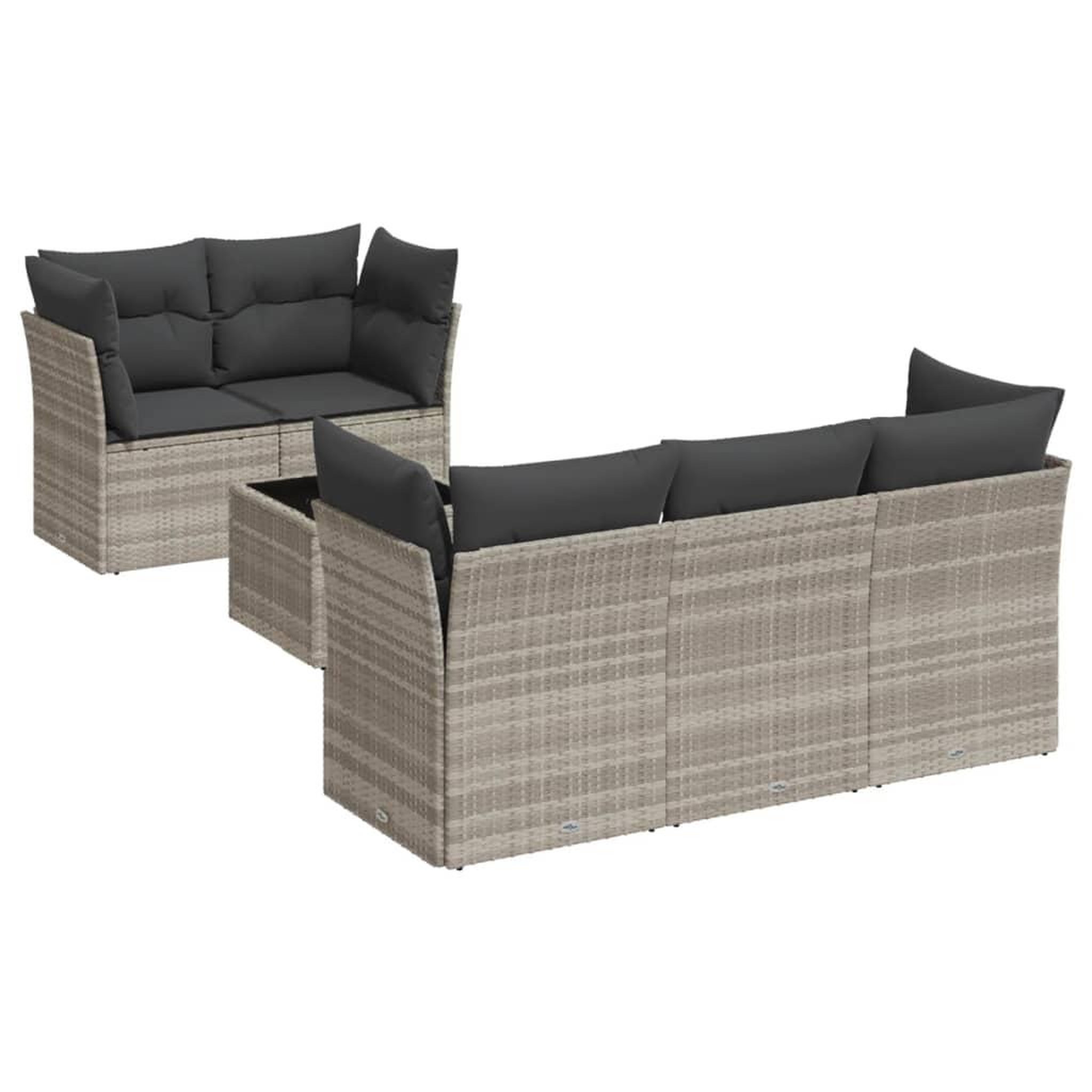 Voir la diapositive 2 : VIDAXL Salon de jardin 6 pcs avec coussins gris clair resine tressee