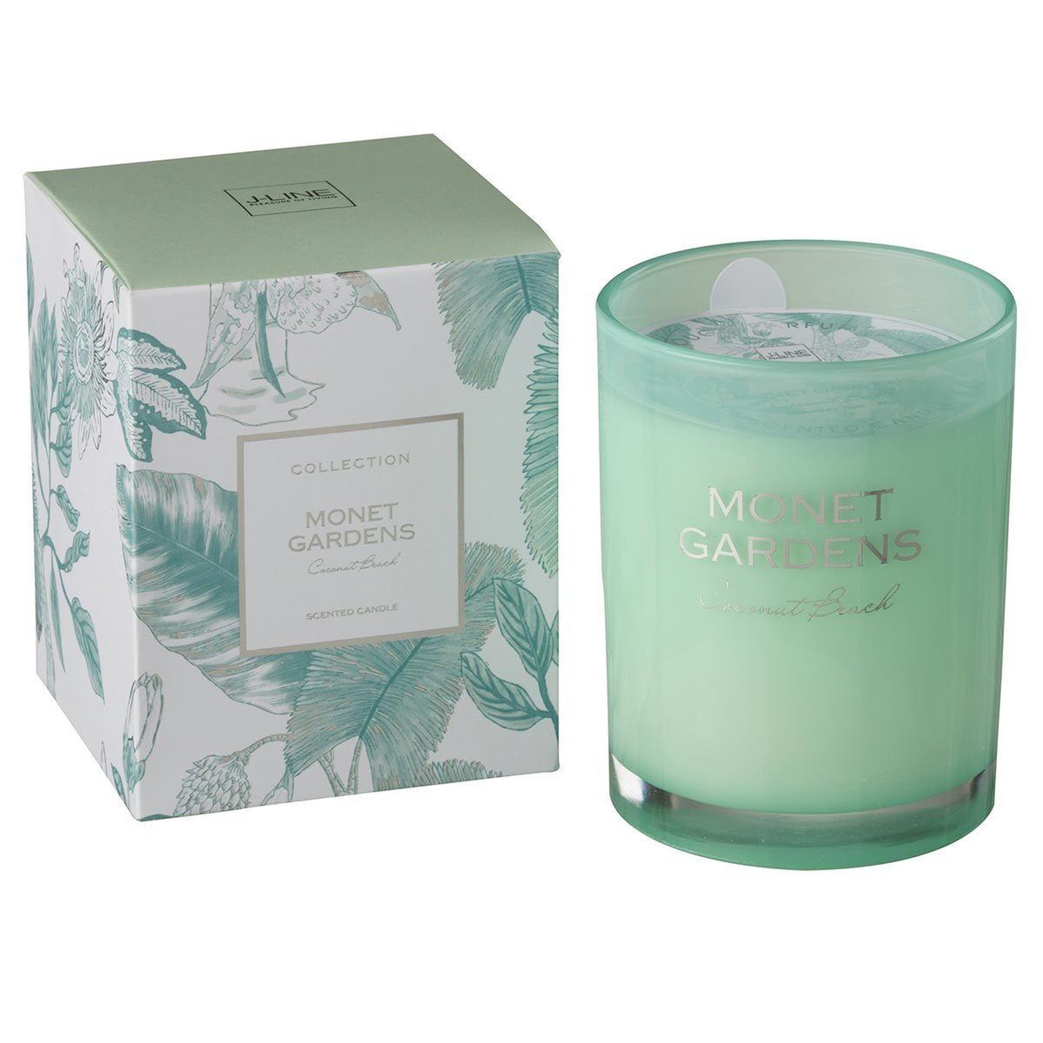 J-LINE Bougie Parfumée  Monet Gardens  13cm Bleu Azur