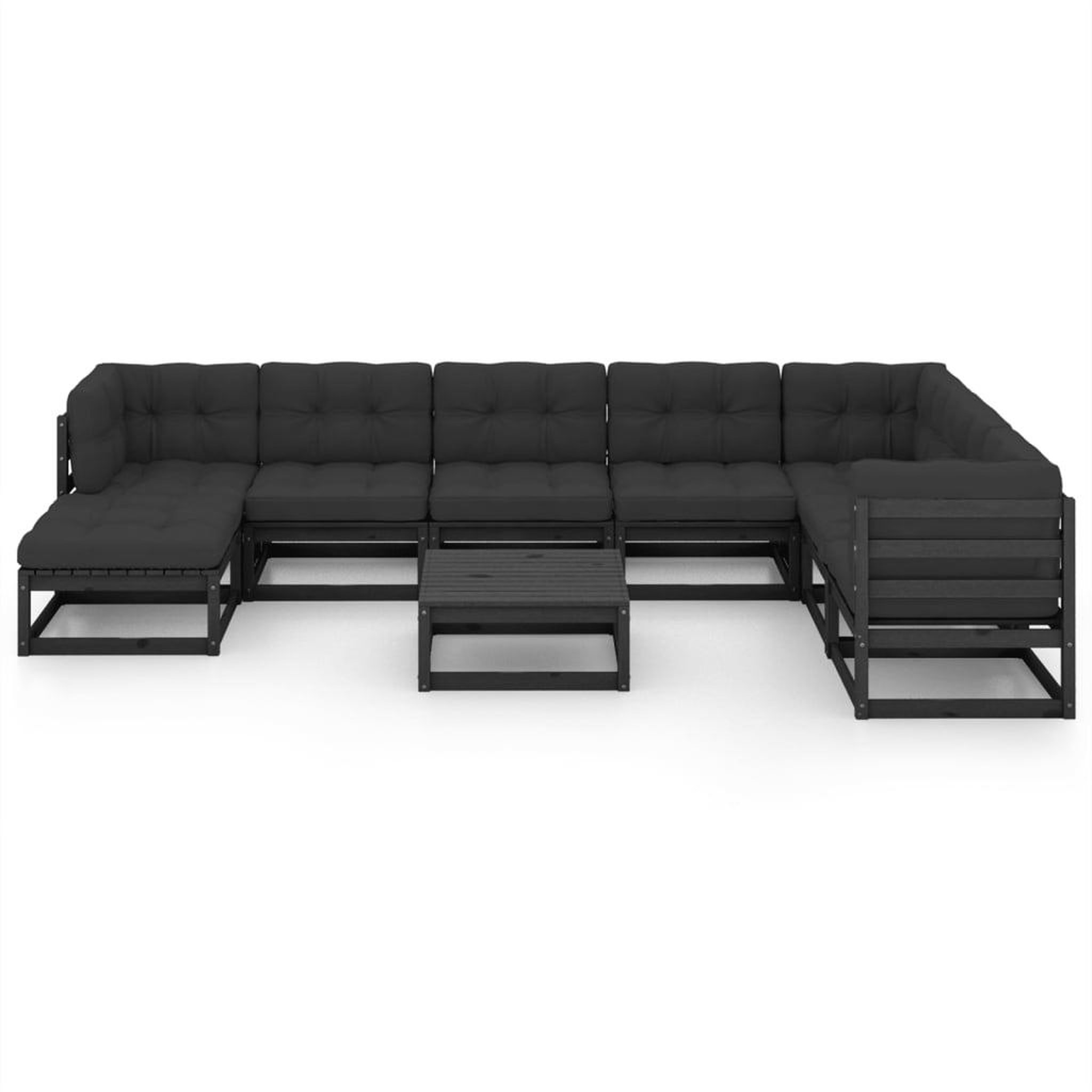 Voir la diapositive 3 : VIDAXL Salon de jardin 9 pcs avec coussins Bois de pin massif