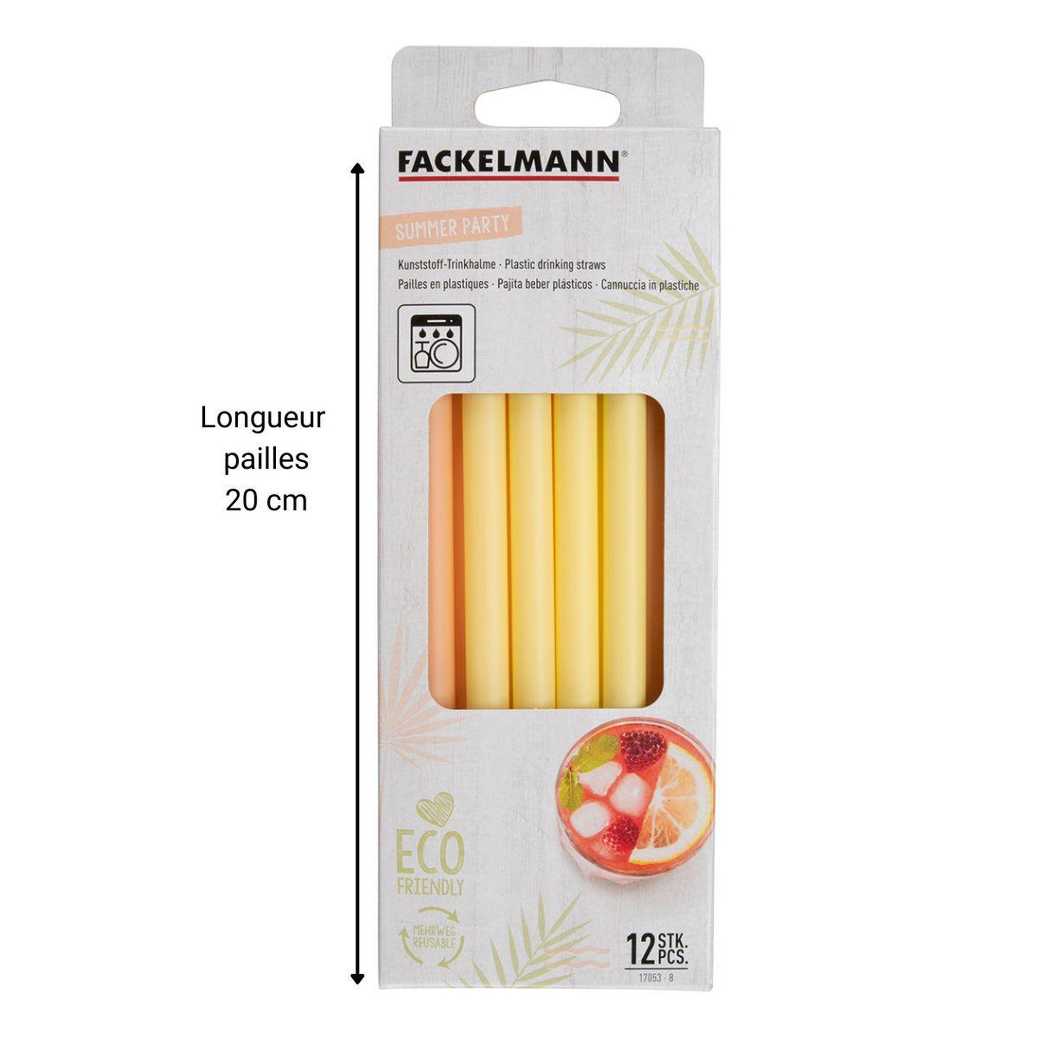 Voir la diapositive 3 : Fackelmann Lot de 12 pailles coloré en plastique 20 cm fackelmann summer party