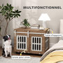 Voir la diapositive 5 : PAWHUT Cage pour chien en bois - porte coulissante verrouillable - dim. 80 x 59 x 63 cm - acier beige effet bois noyer