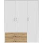 Voir la diapositive 3 : MARKET24 Armoire de chambre - Blanc mat / Chene artisan - 3 portes et 2 tiroirs - 152,8 x 52,7 x 190,8 cm