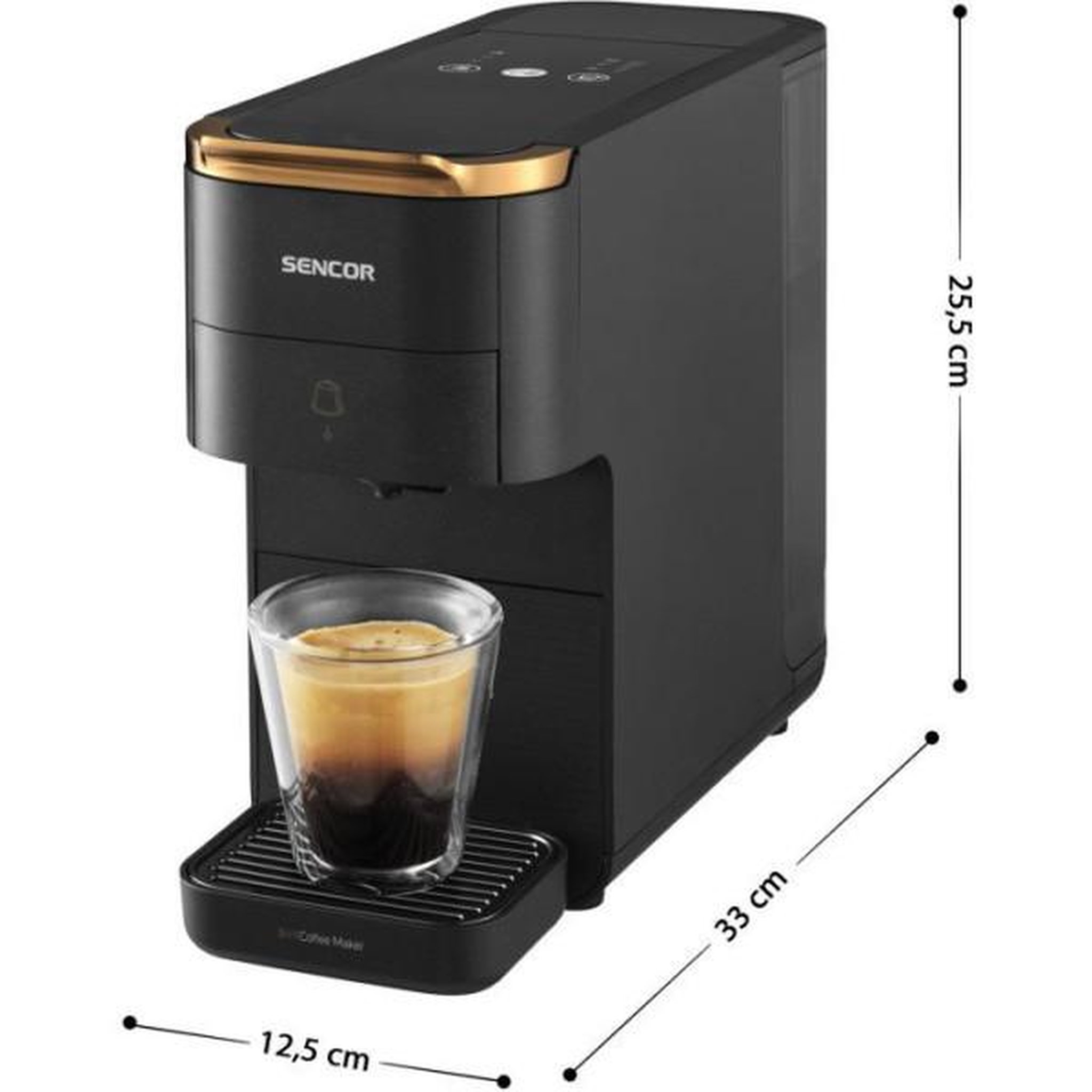 Voir la diapositive 3 : MARKET24 Machine a Cafe  a expresso a capsules SENCOR SCC 1000BK - Nespresso Dolce Gusto et café moulu - Préchauffage 45 s - Noir