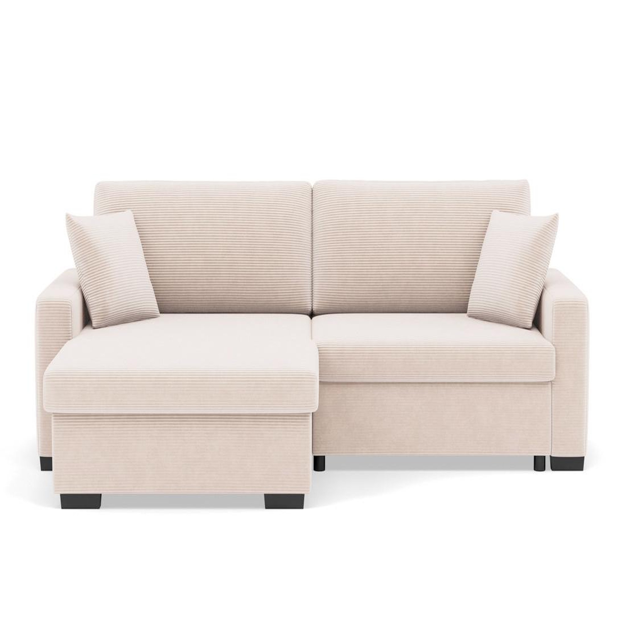 Voir la diapositive 1 : BEST MOBILIER Gisele - canapé d'angle réversible 4 places convertible avec large méridienne et coffre en velours côtelé