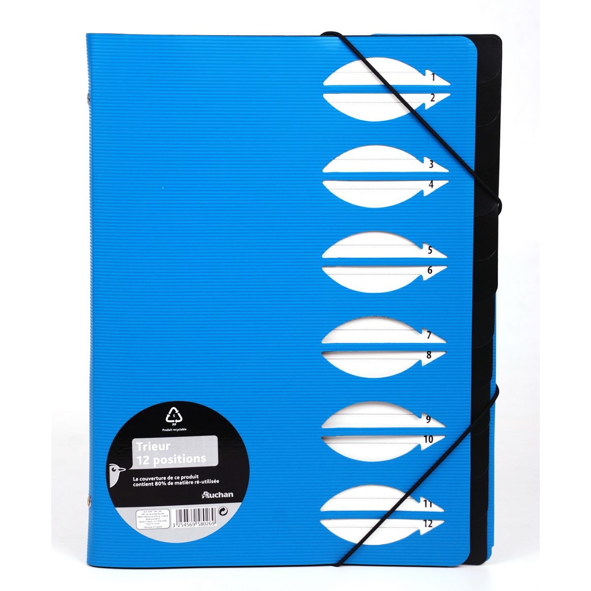 AUCHAN Trieur recyclé 12 positions bleu