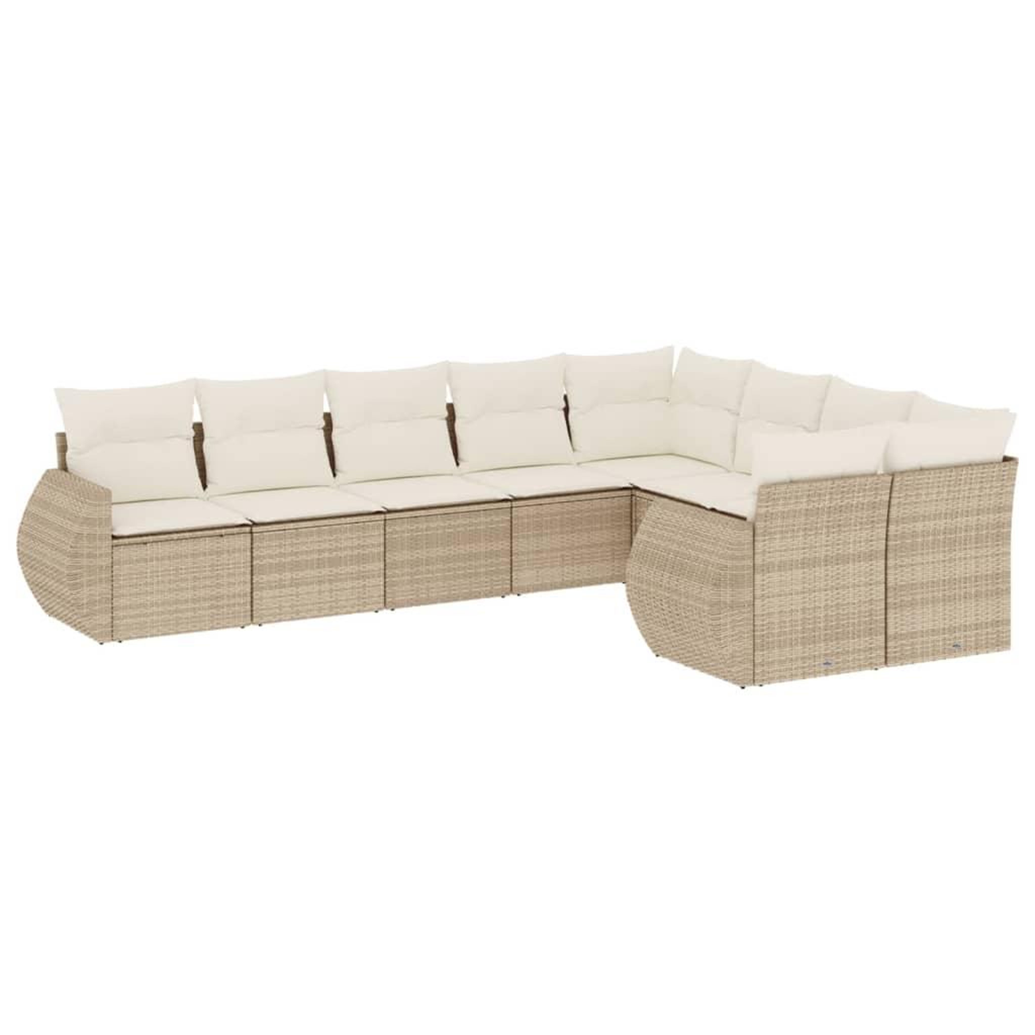 Voir la diapositive 2 : VIDAXL Salon de jardin avec coussins 9 pcs beige resine tressee