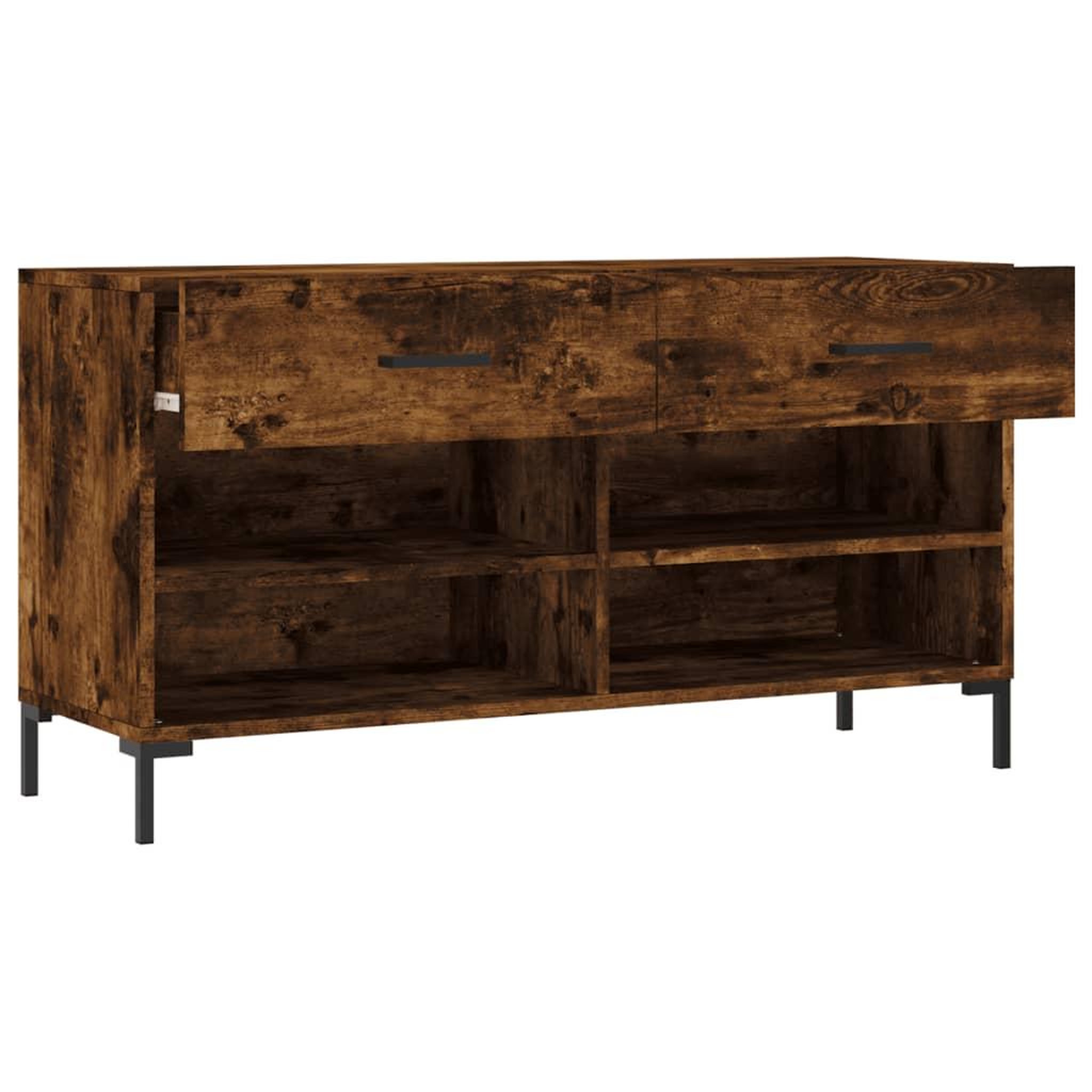 Voir la diapositive 5 : VIDAXL Banc a chaussures chene fume 102x35x55 cm bois d'ingenierie
