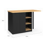 Voir la diapositive 6 : ID MARKET Ilot central CESAR 140 cm 5 personnes bois noir avec plan de travail façon hêtre