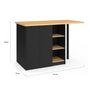 Voir la diapositive 6 : ID MARKET Ilot central CESAR 140 cm bois noir avec plan de travail façon hêtre