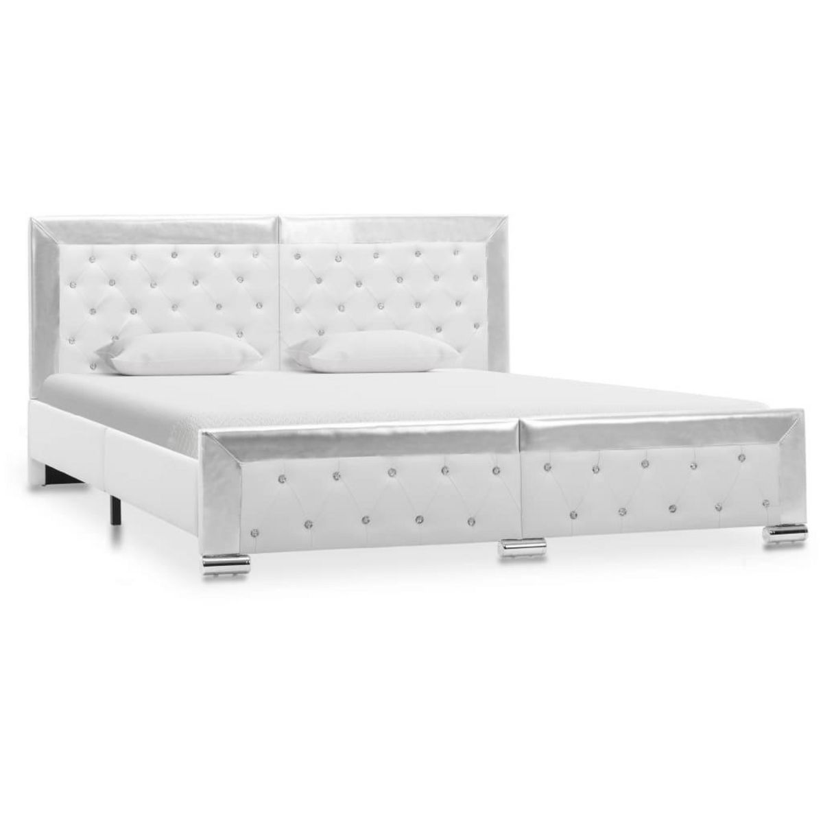 VIDAXL Cadre de lit sans matelas blanc similicuir 160x200 cm