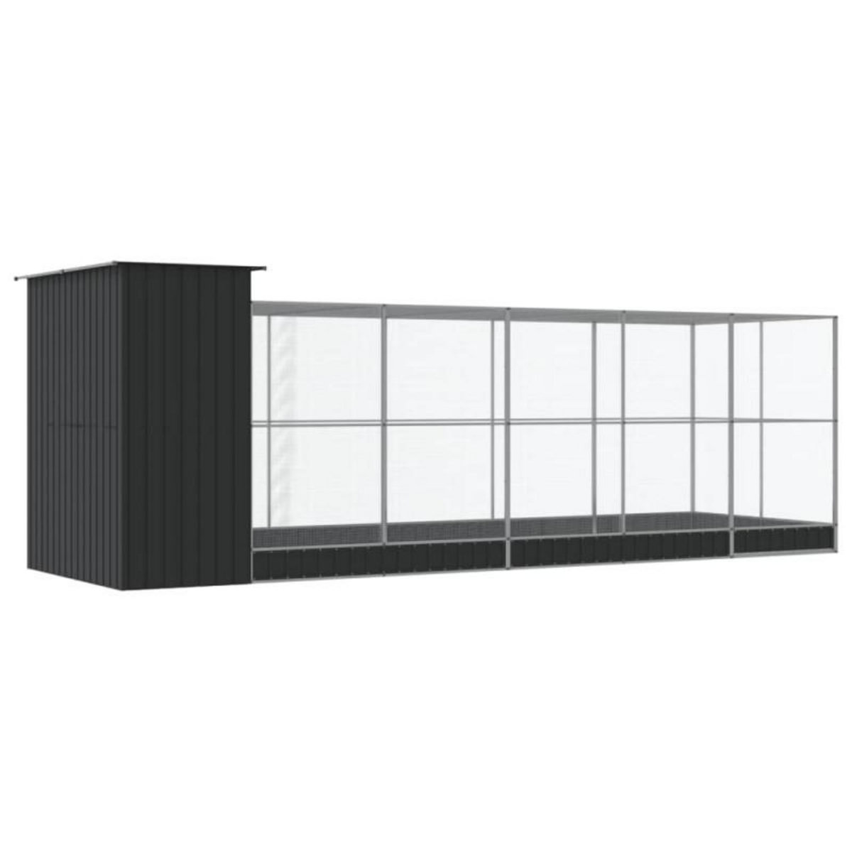 VIDAXL Volière avec extension argenté 623x203x216 cm acier