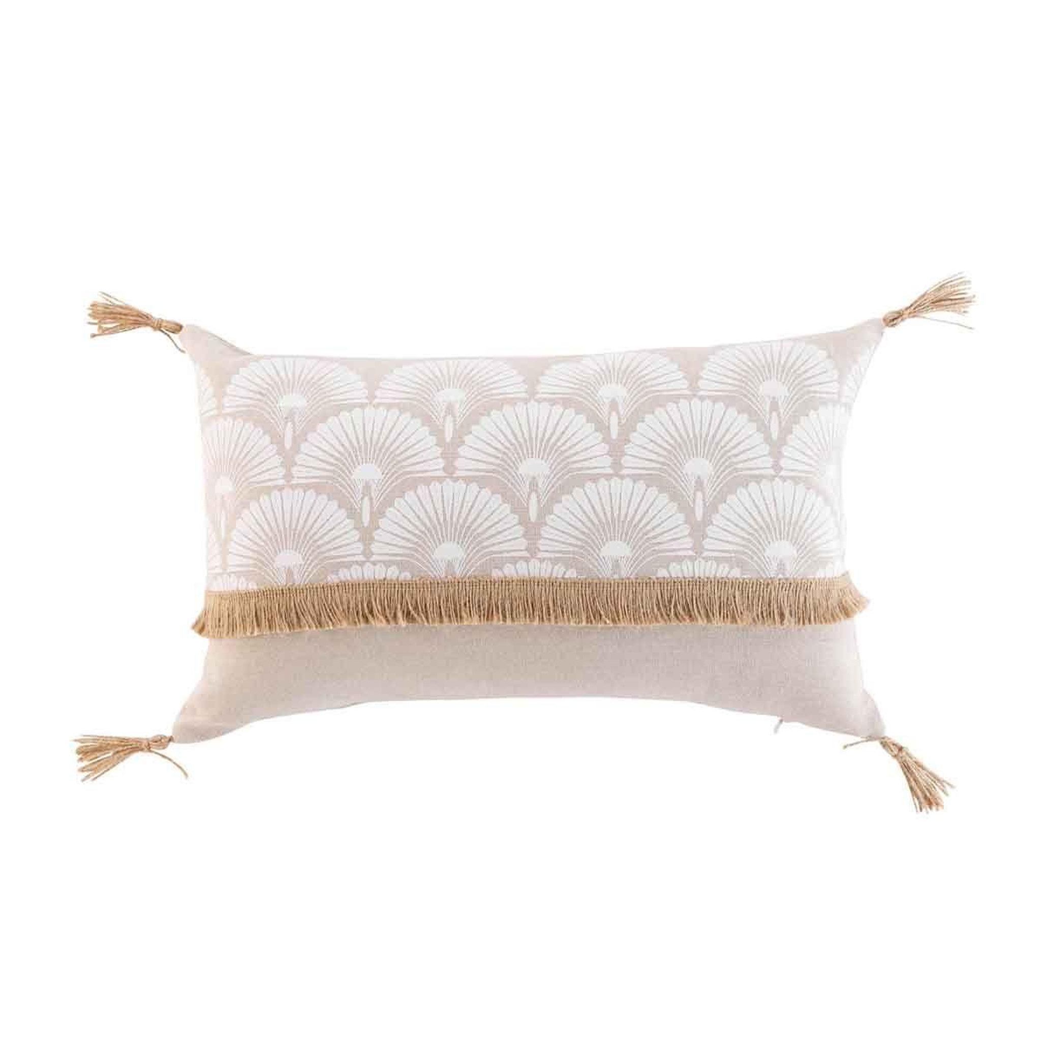 Douceur d'Intérieur Coussin déco imprimé  bahina  30x50cm beige & blanc