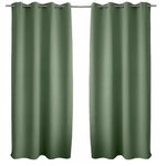 TOILINUX Lot de 2 Rideaux occultants Basic à 8 œillets. Coloris disponibles : Vert, Orange