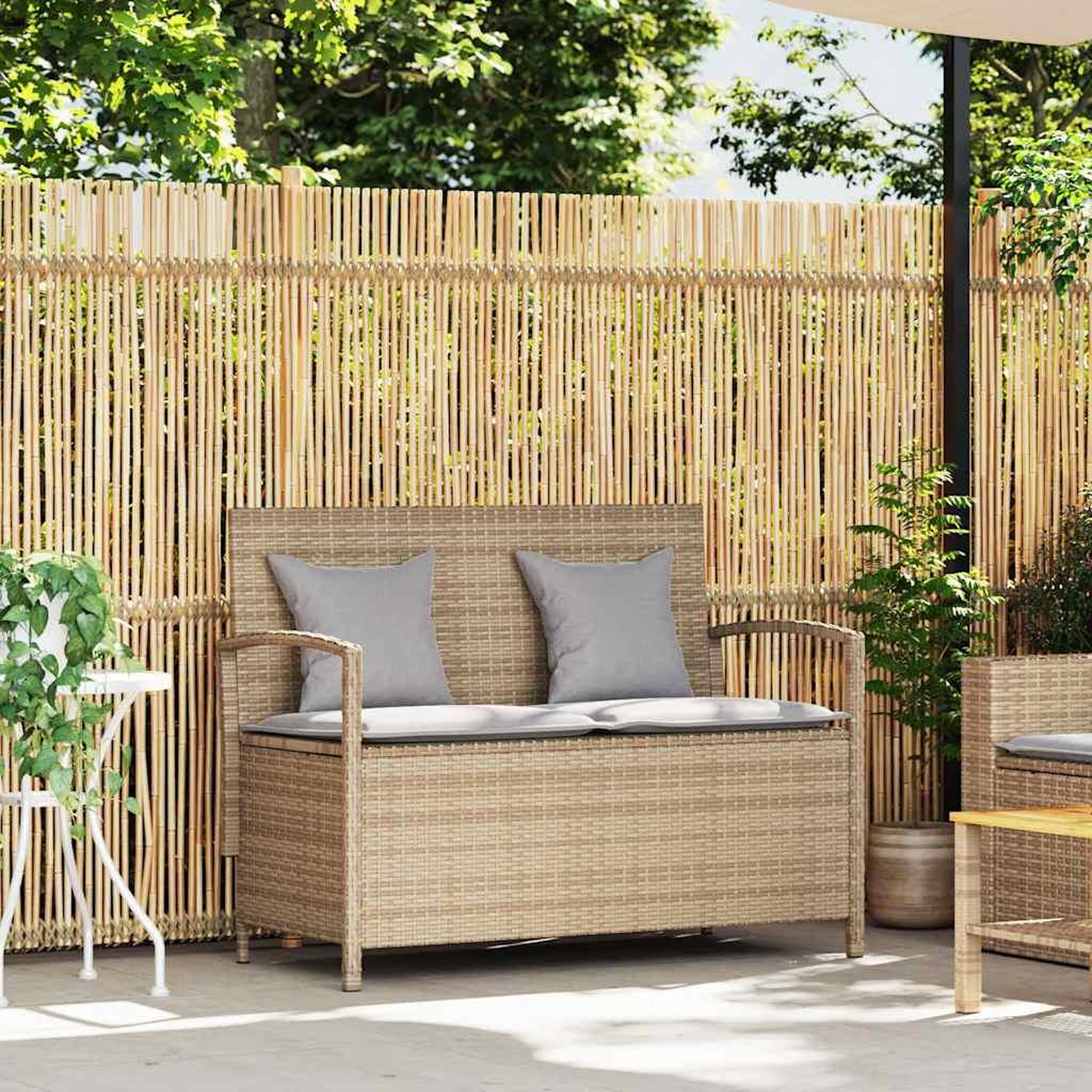 Voir la diapositive 2 : VIDAXL Banc de rangement de jardin avec coussin beige resine tressee