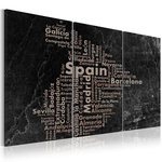 Paris Prix Tableau 3 Panneaux  Map of Spain on the Blackboard. Coloris disponibles : Multicolore