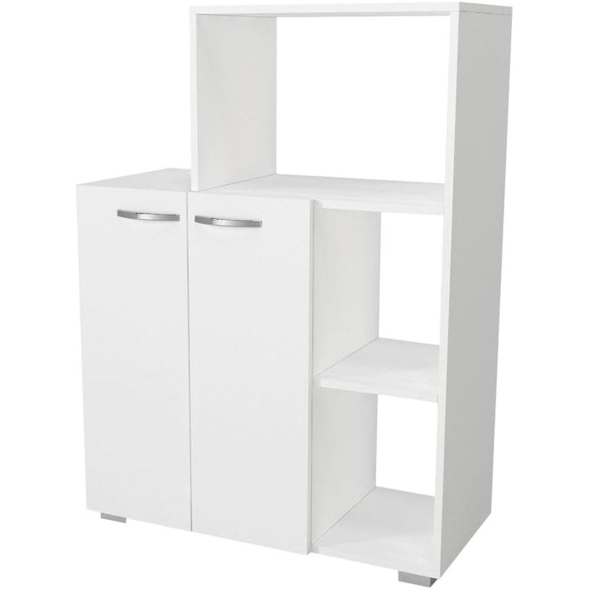 Voir la diapositive 4 : TOILINUX Meuble de rangement cuisine avec niche micro-ondes - blanc