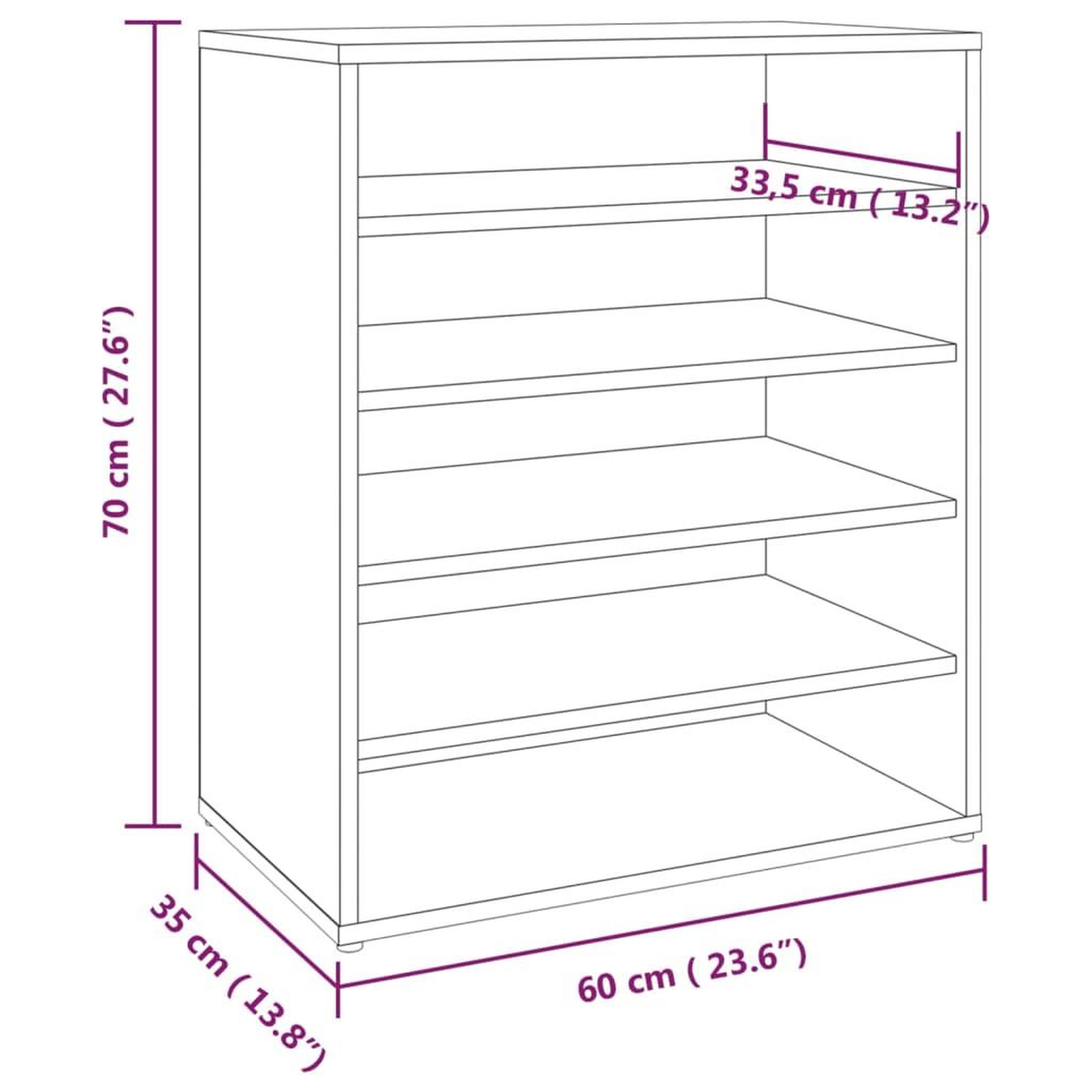 Voir la diapositive 6 : VIDAXL Meuble a chaussures Chene fume 60x35x70 cm Bois d'ingenierie