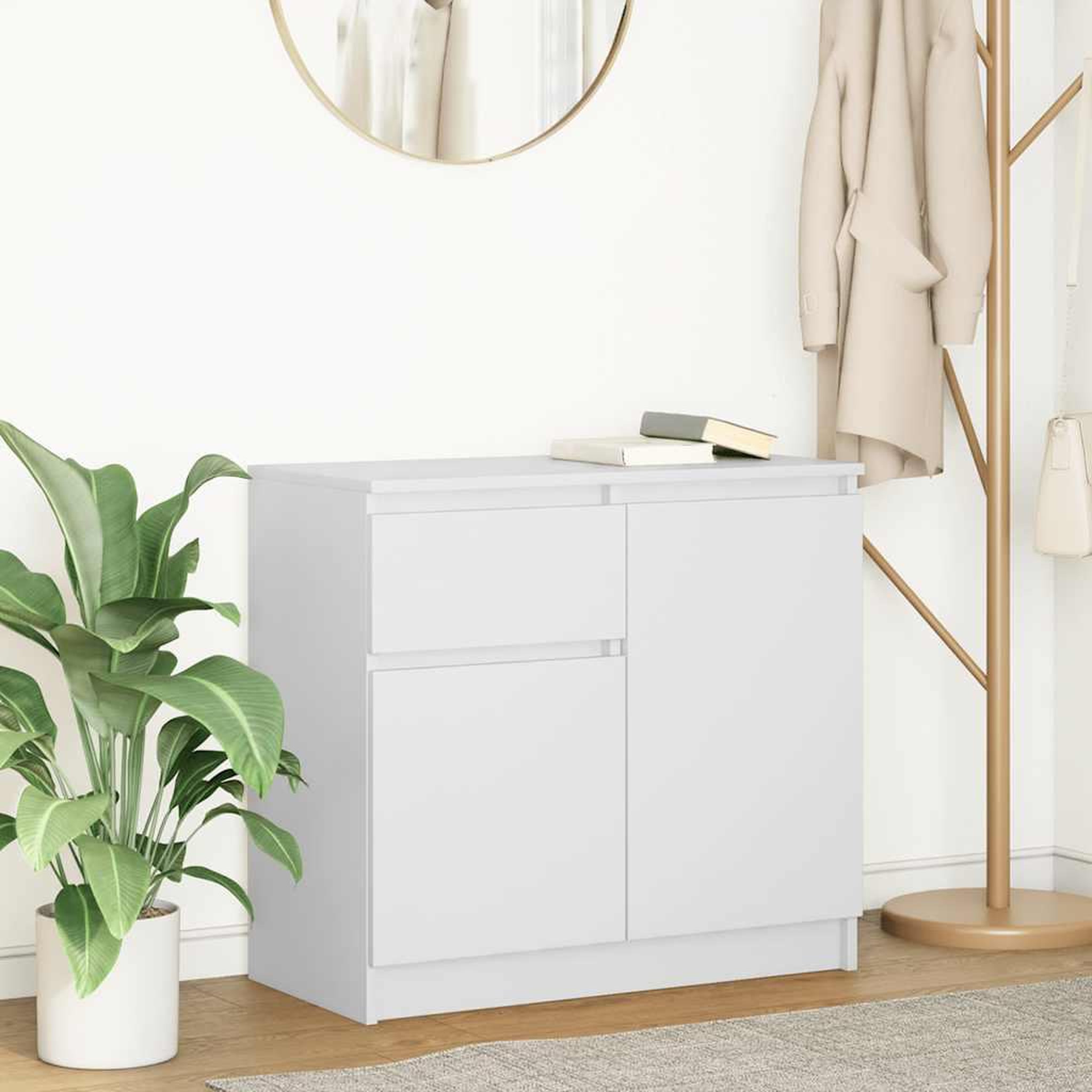 VIDAXL Buffet avec tiroir blanc 71x35x65 cm bois d'ingenierie