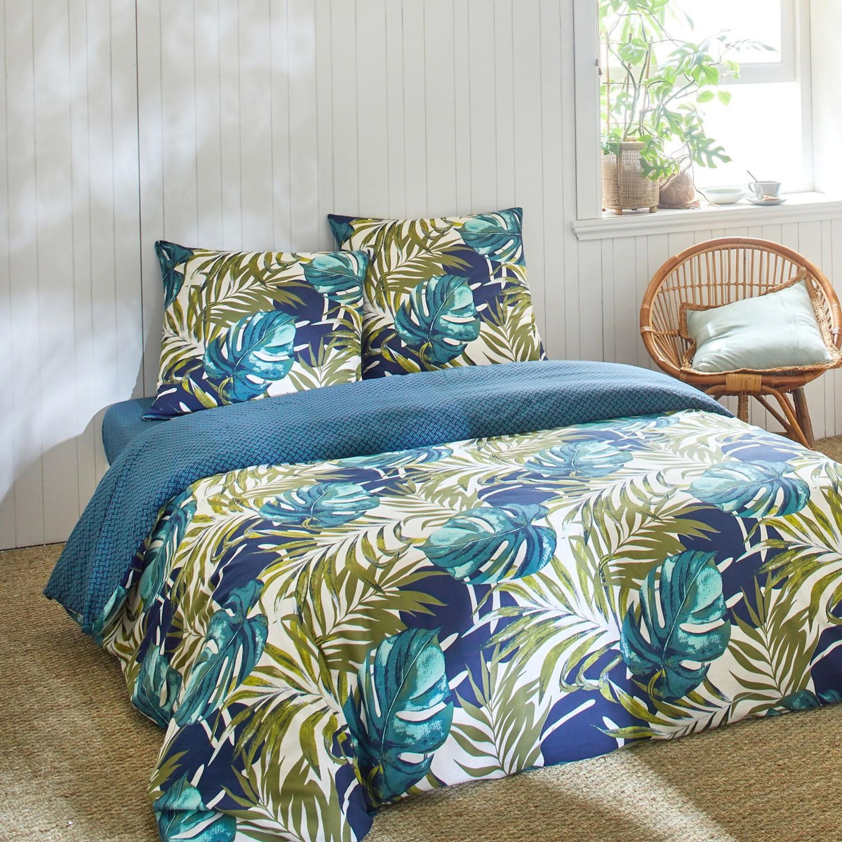 Home collection Parure housse de couette 3 pcs 240x220 cm 100% coton 51 fils terciera