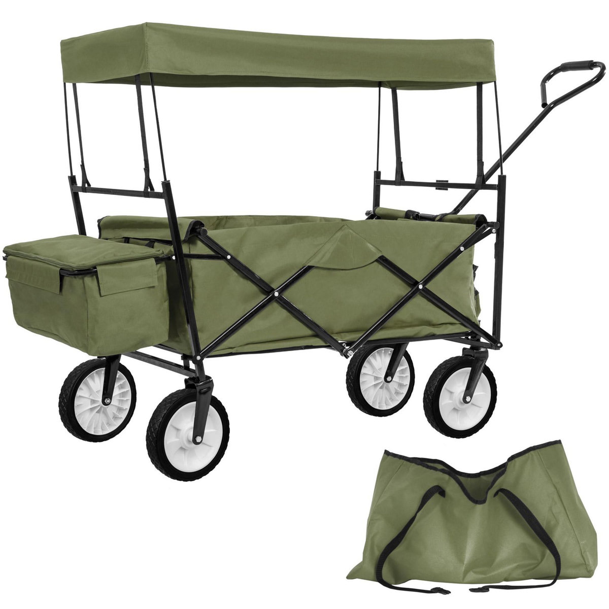 tectake Chariot de jardin et de transport pliable avec toit vert