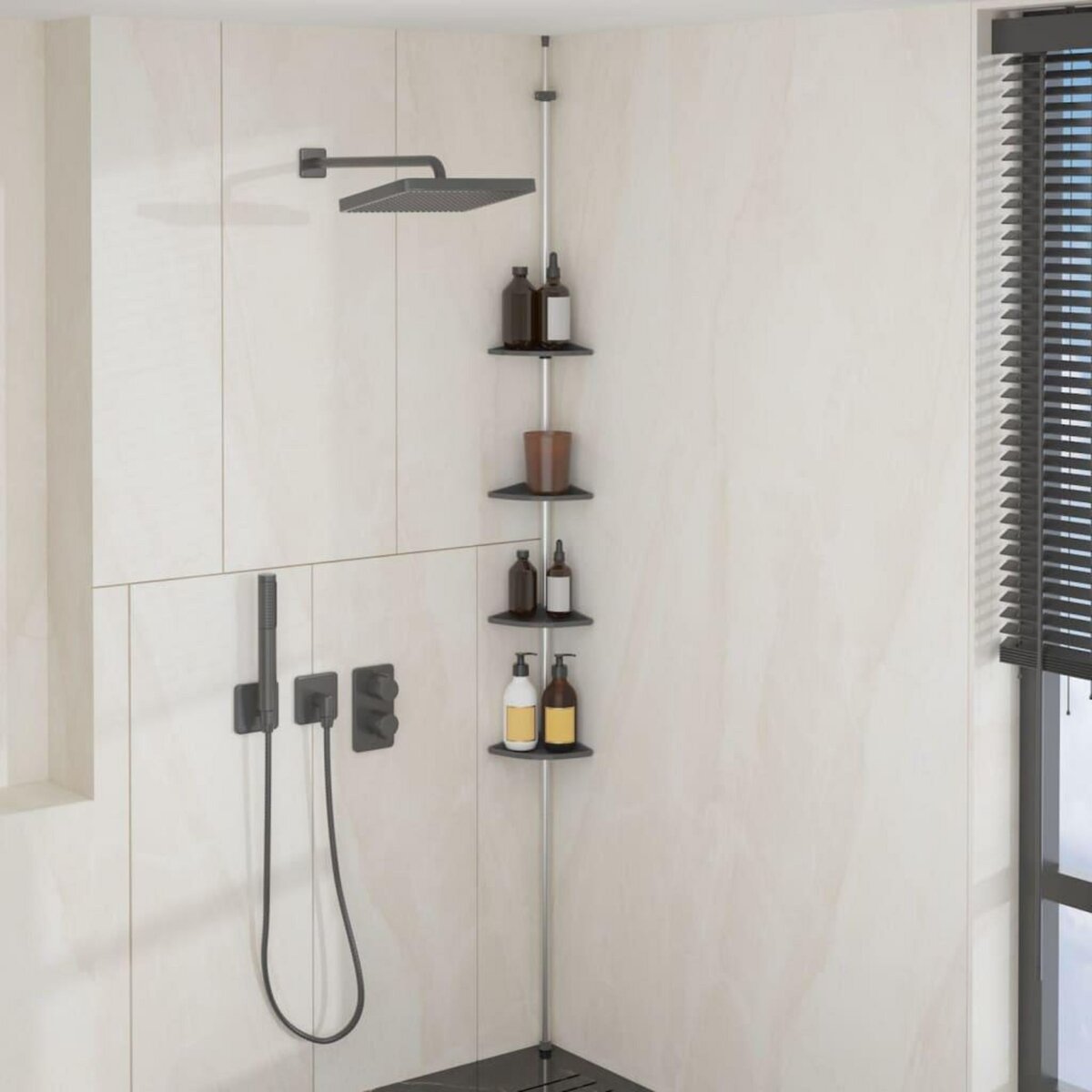 Armoire de douche d'angle télescopique 4 niveaux Salle de bain