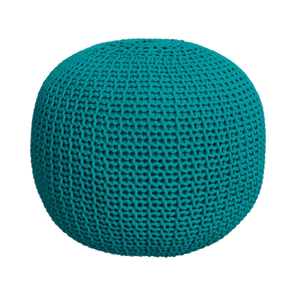 Rendez vous déco Pouf tricot rond en coton jaune moutarde D40 cm - Elisa